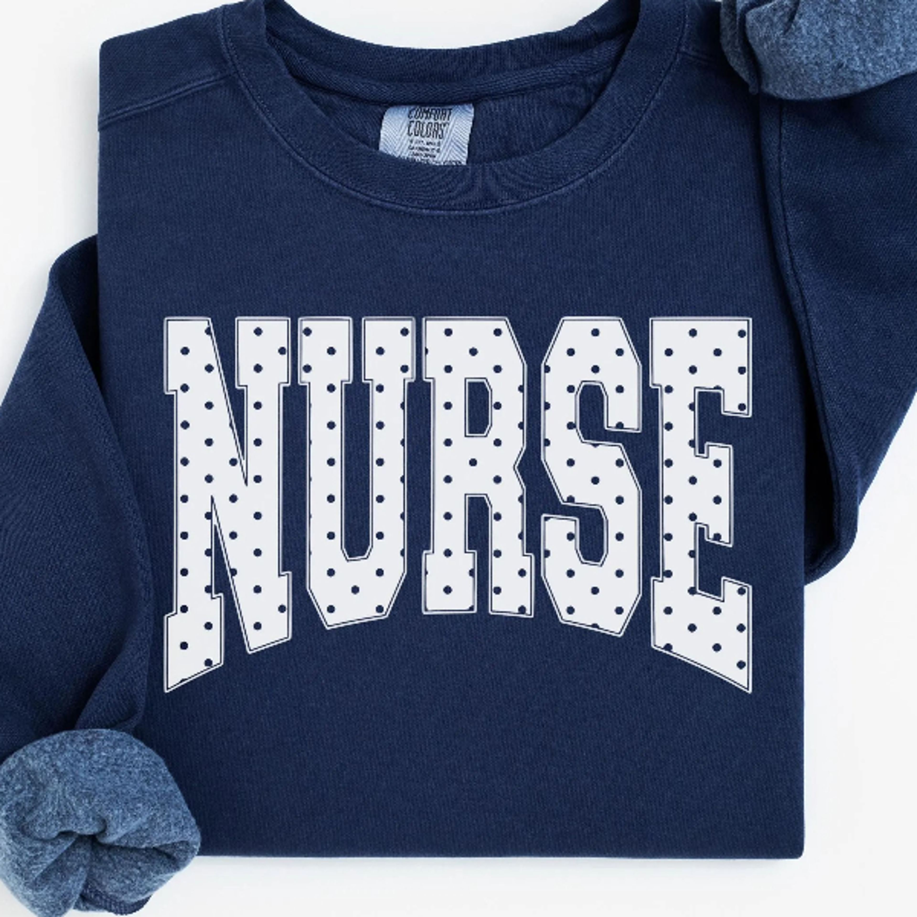blue polka dot nurse sweatshirt | nurse sweatshirt | cottagecore rn crewneck gift