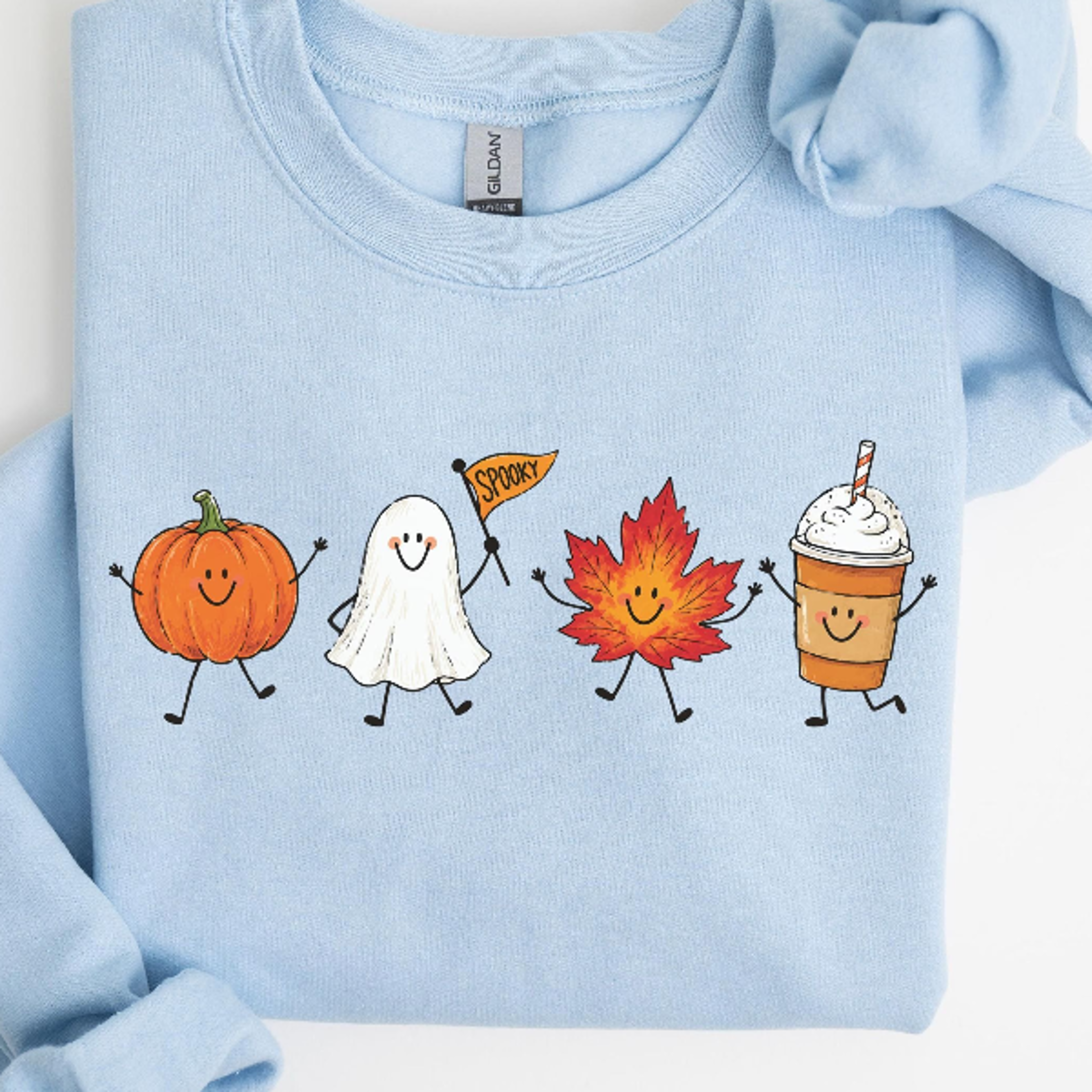 fall doodle sweatshirt | cute cozy autumn vibes sweater | spooky season pumpkin ghost crewneck