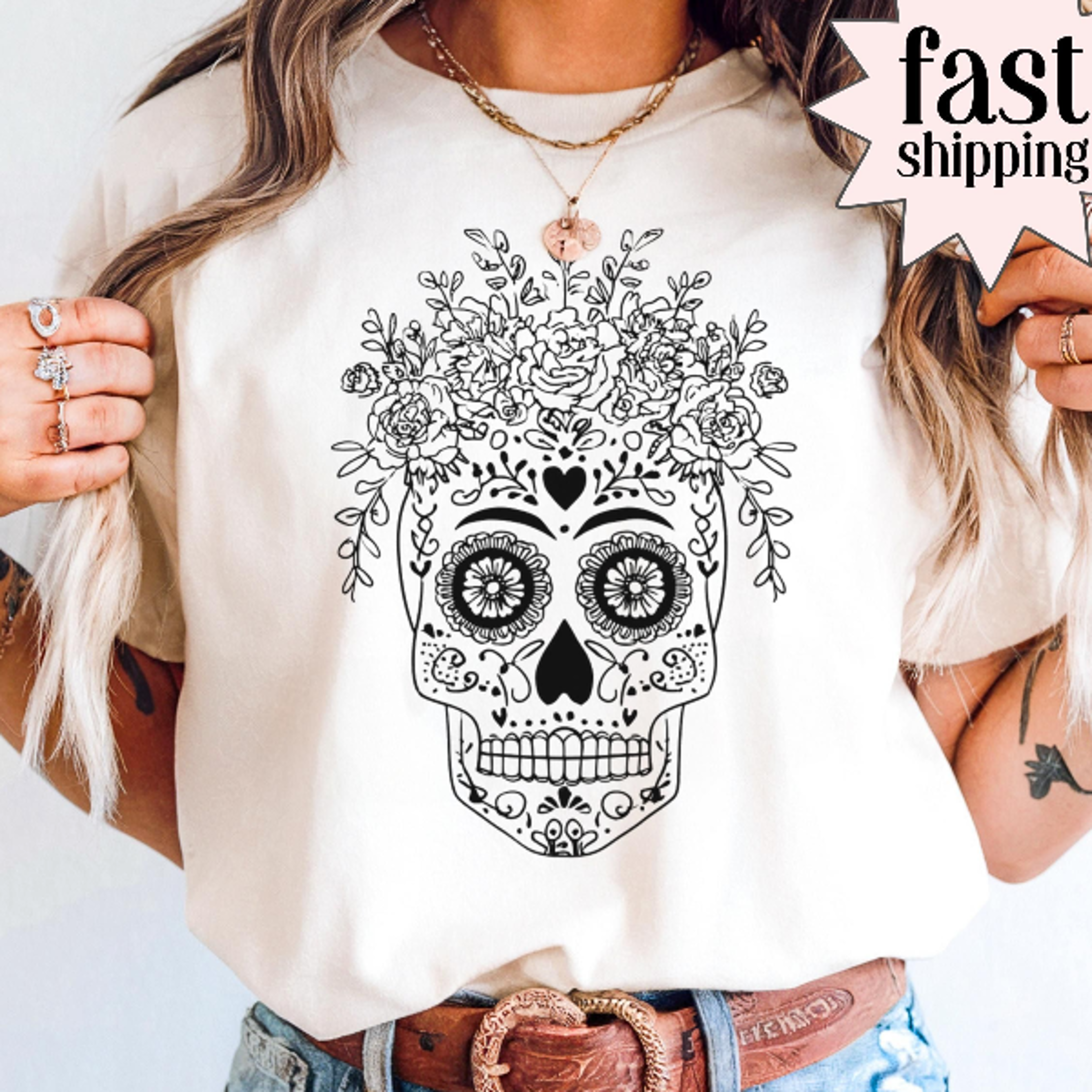 day of the dead shirt | dia de los muertos sugar skull tee | calavera skeleton graphic t-shirt