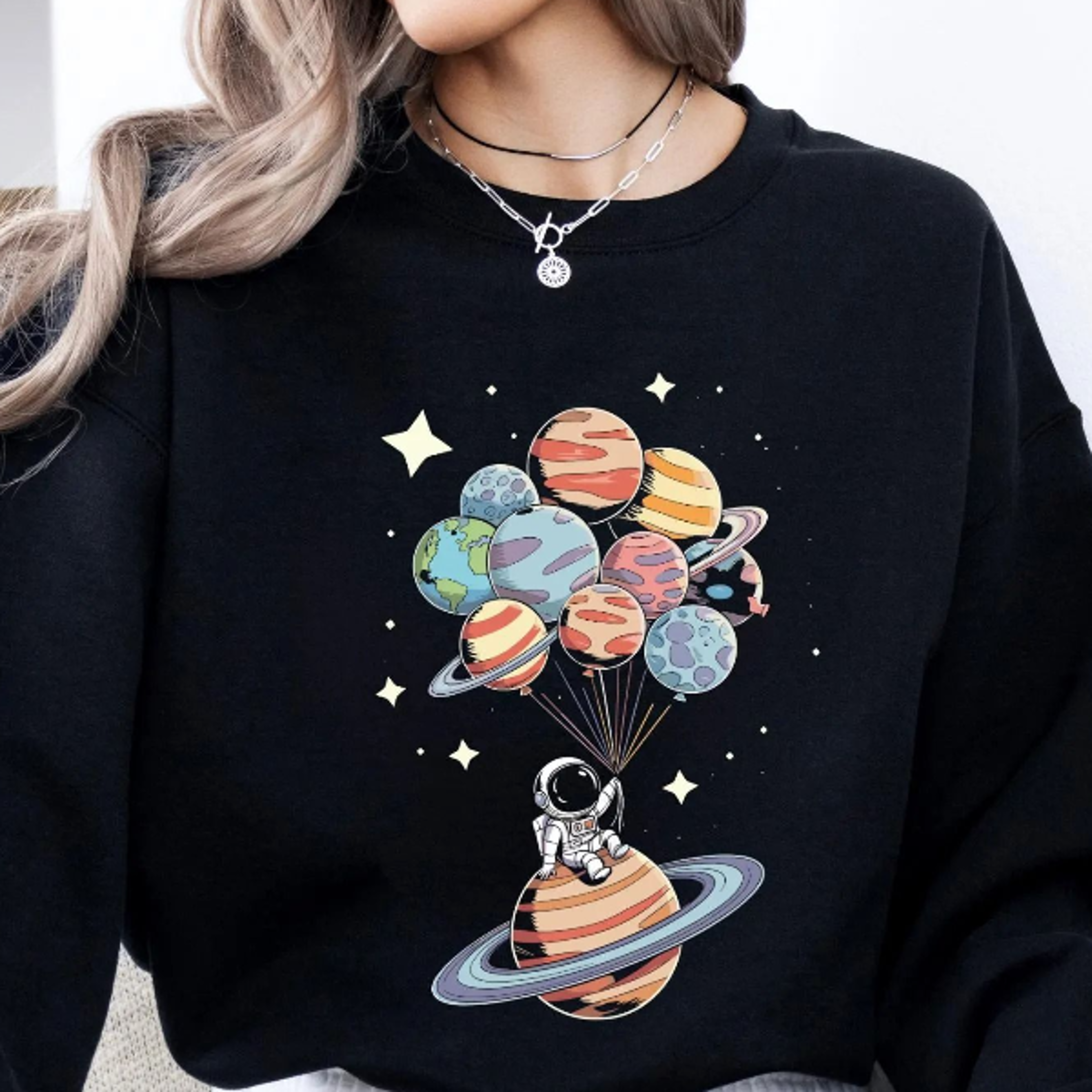 astronaut planets sweatshirt | space birthday gift | solar system sweater | galaxy space lover outfit | space p