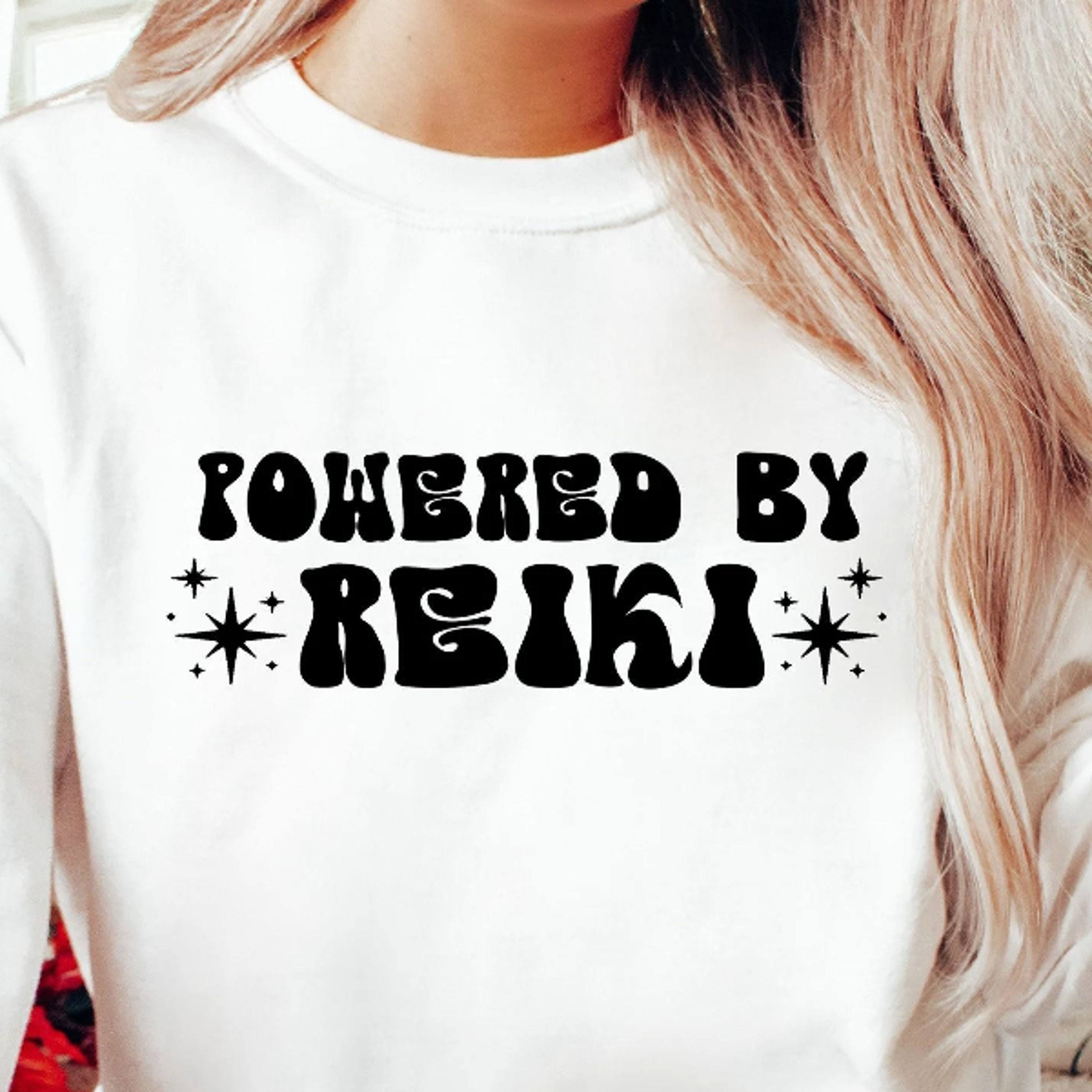 powered by reiki sweatshirt | reiki master shirt | yoga crewneck | yogi clothing | holistic shirts | gift for reiki heal