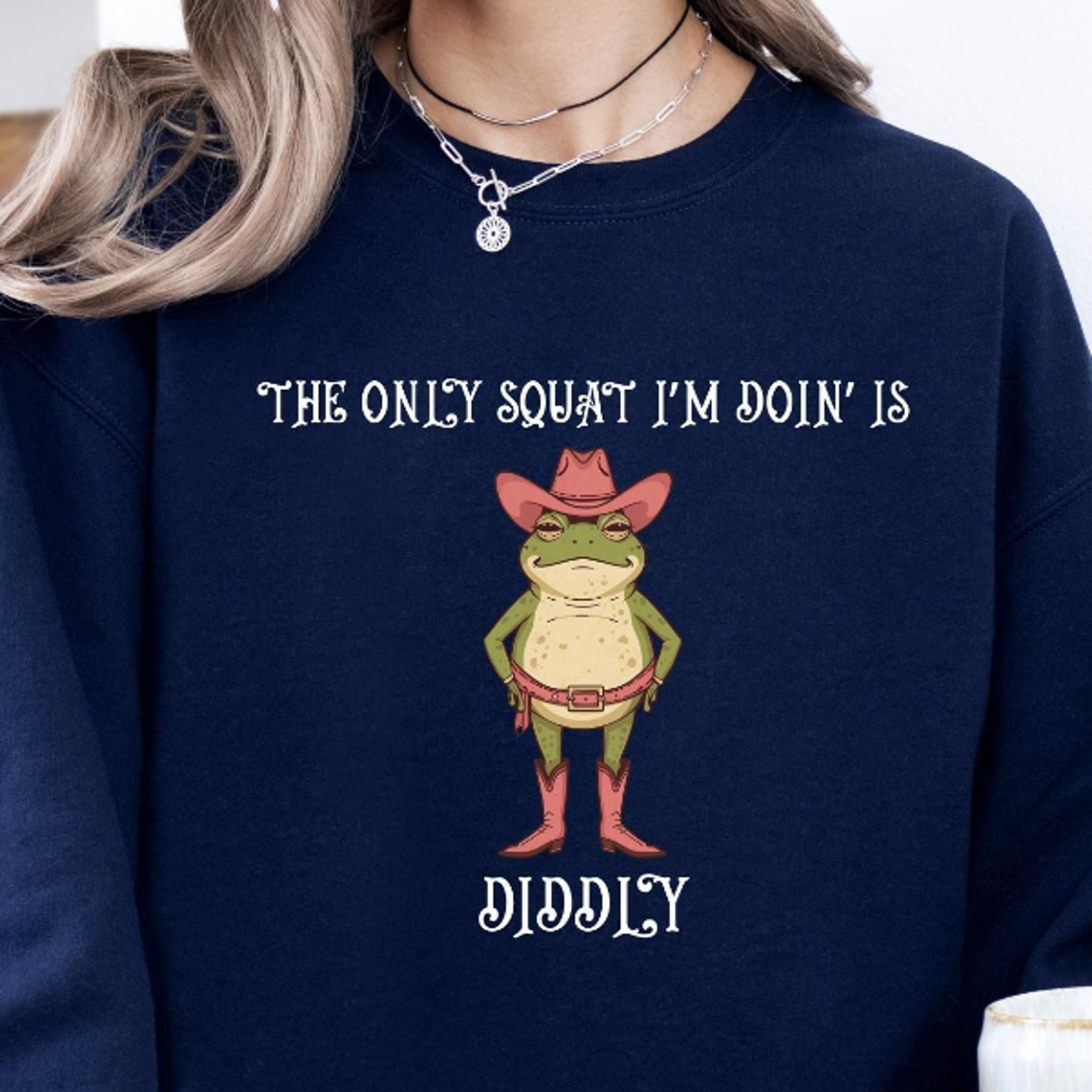 funny cowboy frog sweatshirt | only squat im doin is diddly | lazy gym graphic top | sarcastic western humor | retro cou