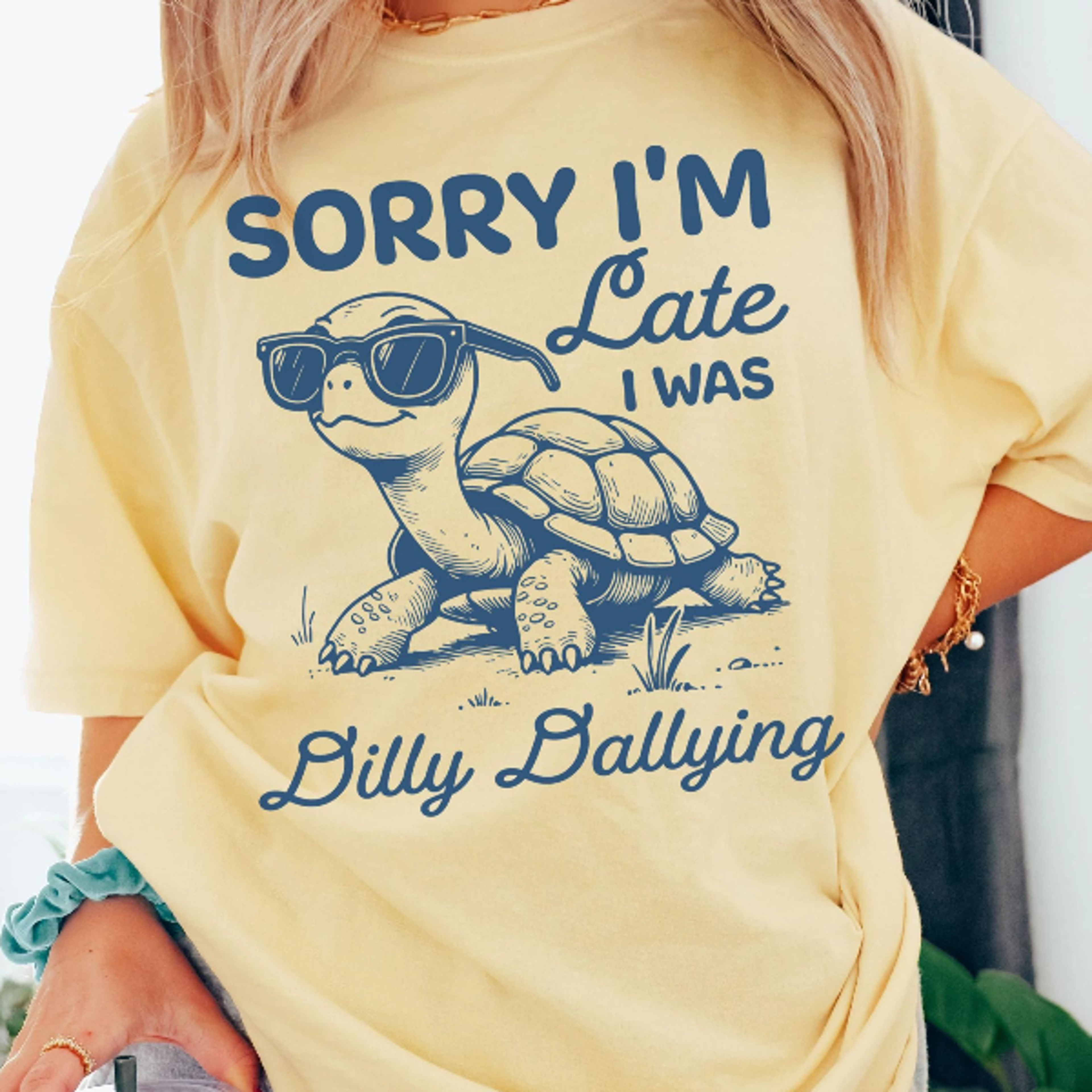 funny turtle shirt sorry i'm late dilly dallying tortoise lover retro reptile graphic tee