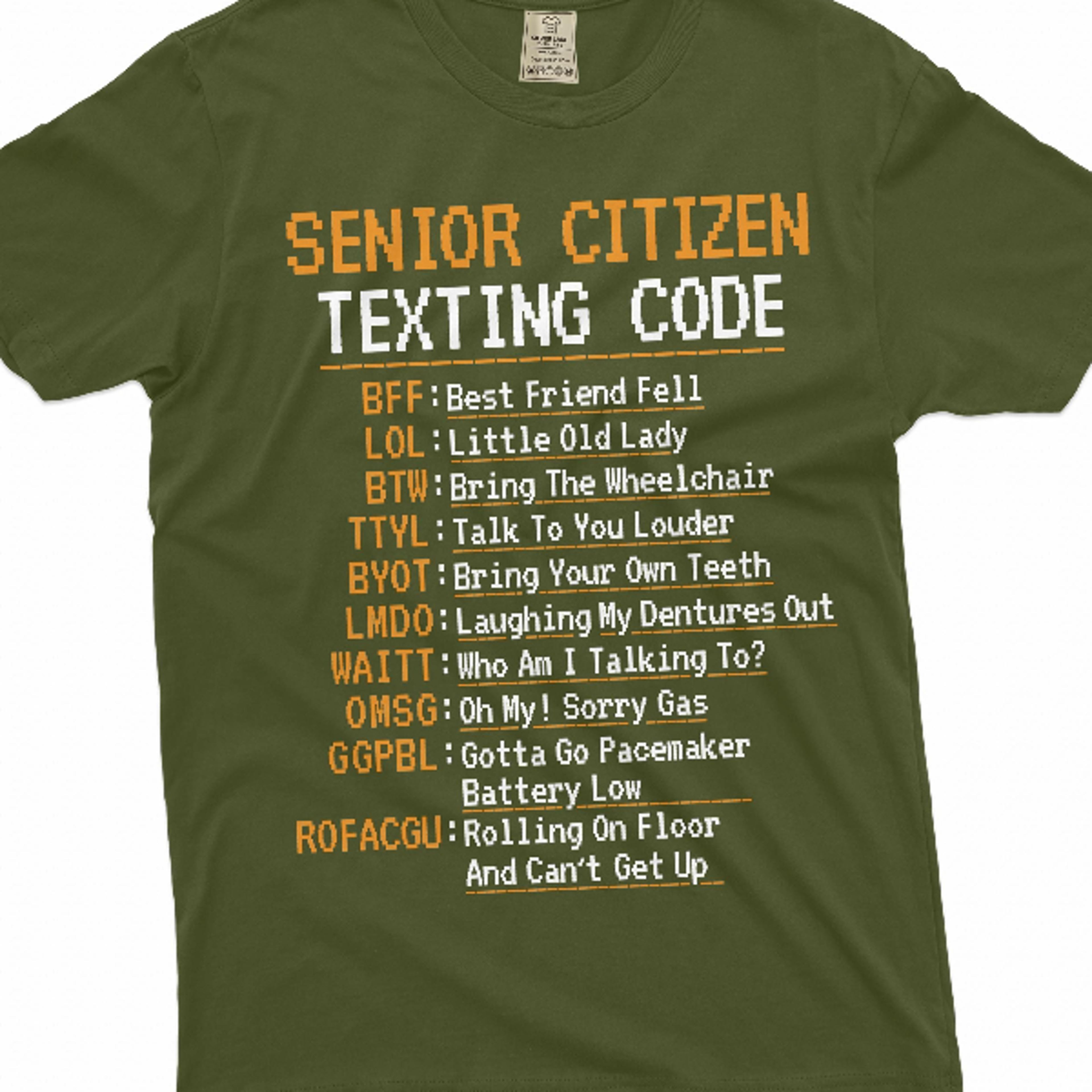 funny senior citizen texting code t-shirt grandpa papa grandma nana pops funny birthday anniversary shirt