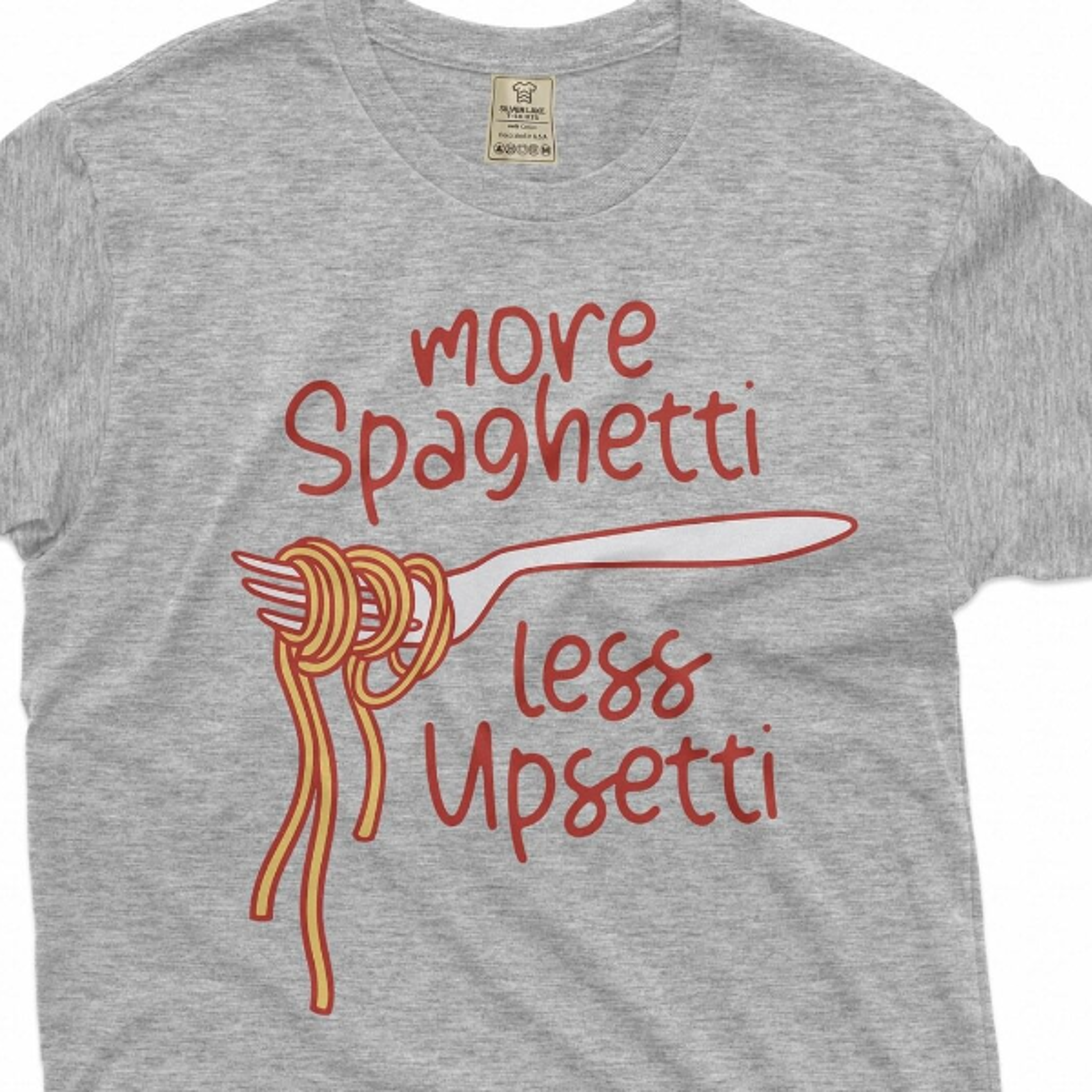 funny foodie spaghetti t-shirt more spaghetti less upsetti funny shirt comfort food men's tee shirt