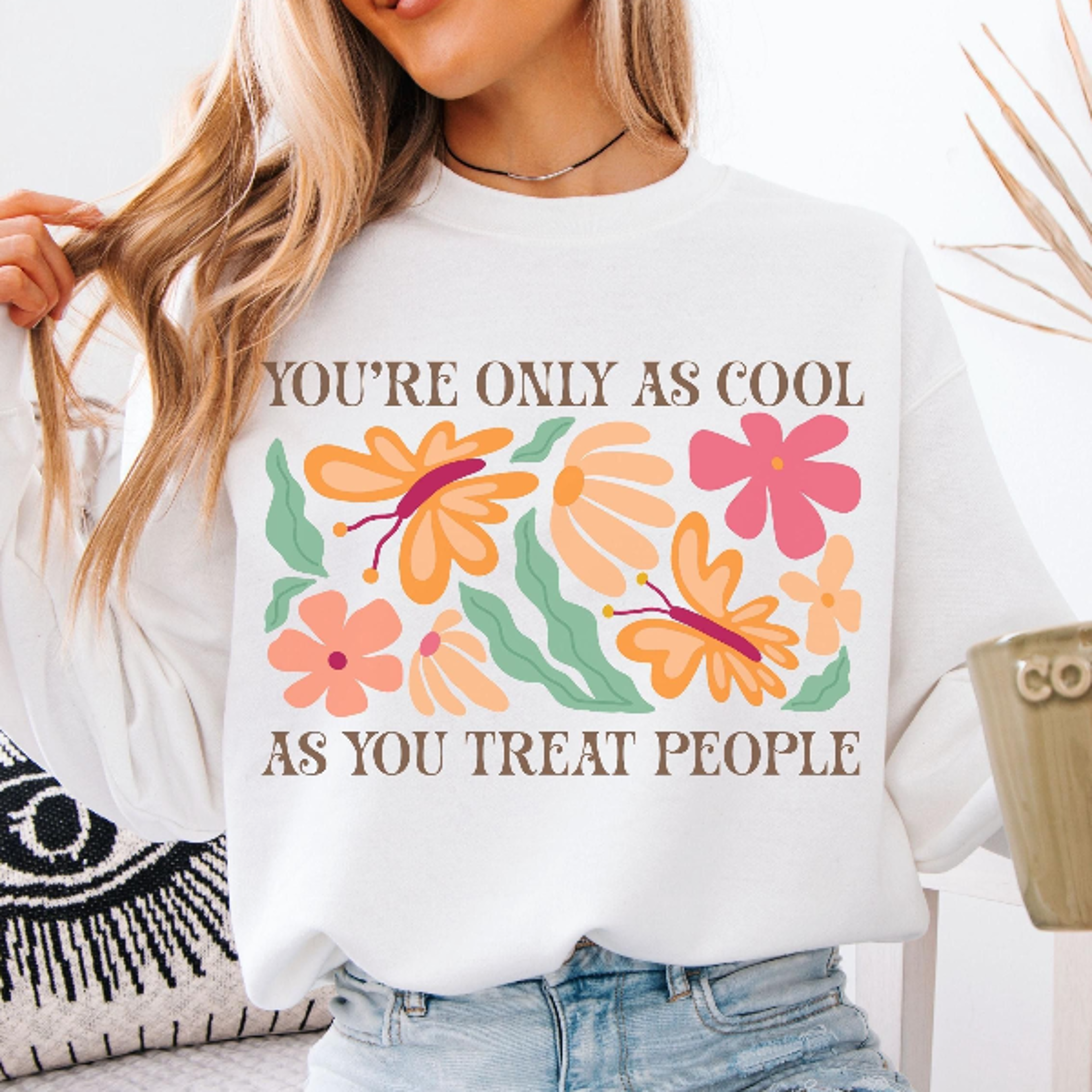 matisse floral butterflies sweatshirt kindness graphic sweater vintage