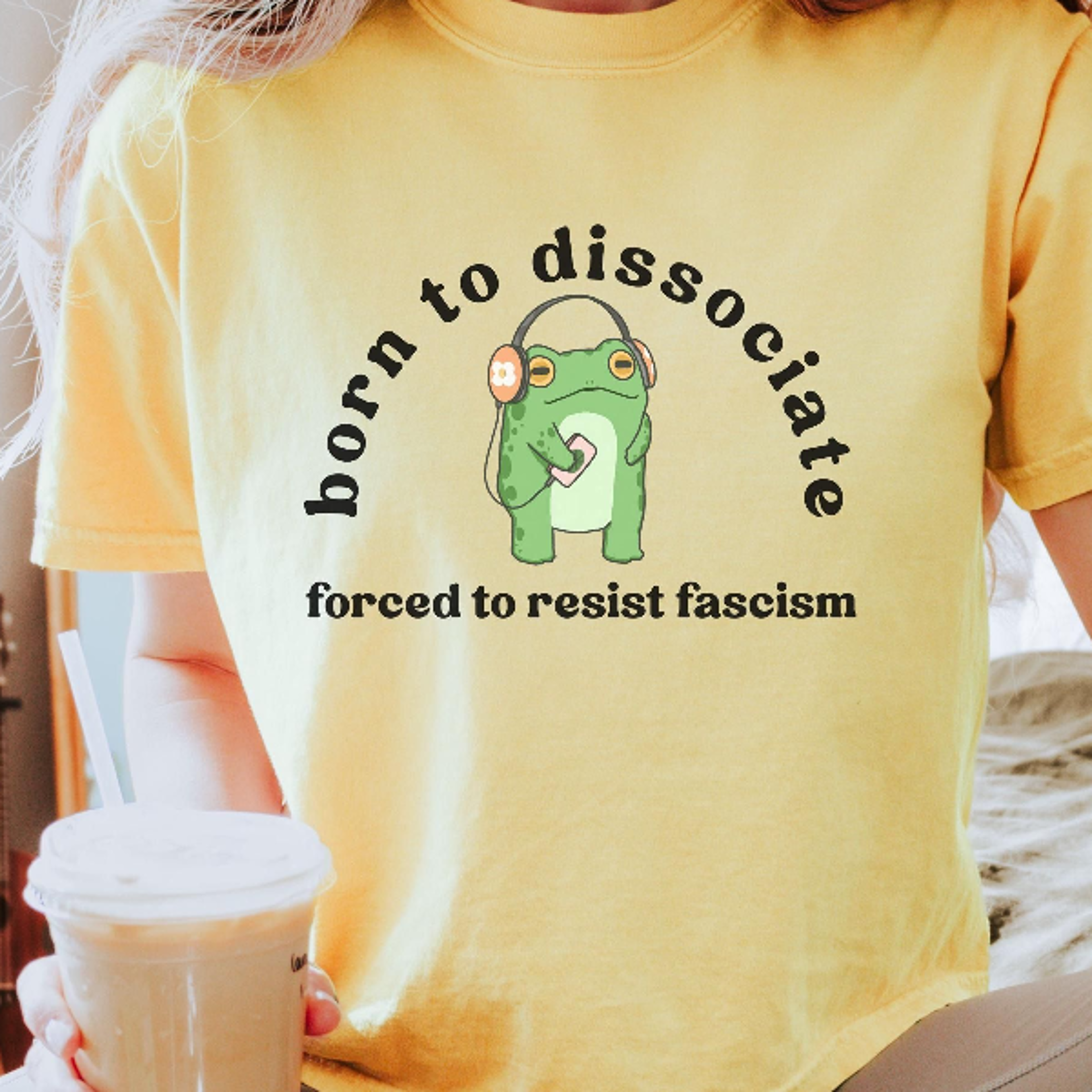 born to dissociate forced to fight fascism women's boxy crop tee vintage graphic cropped t-shirt