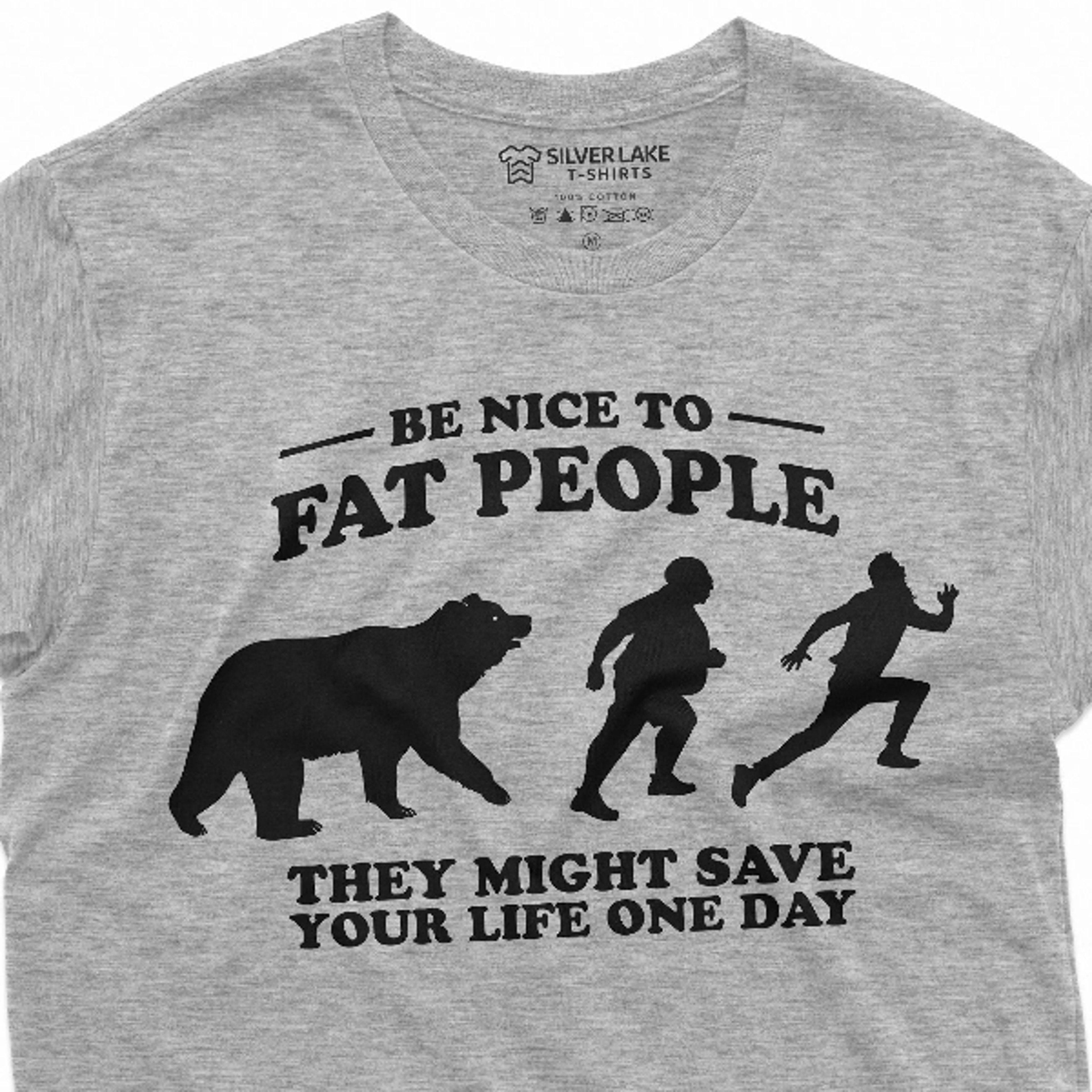 men's funny be nice to fat people humorous tee shirt birthday gift plus size christmas shirts for him bear chase novelty