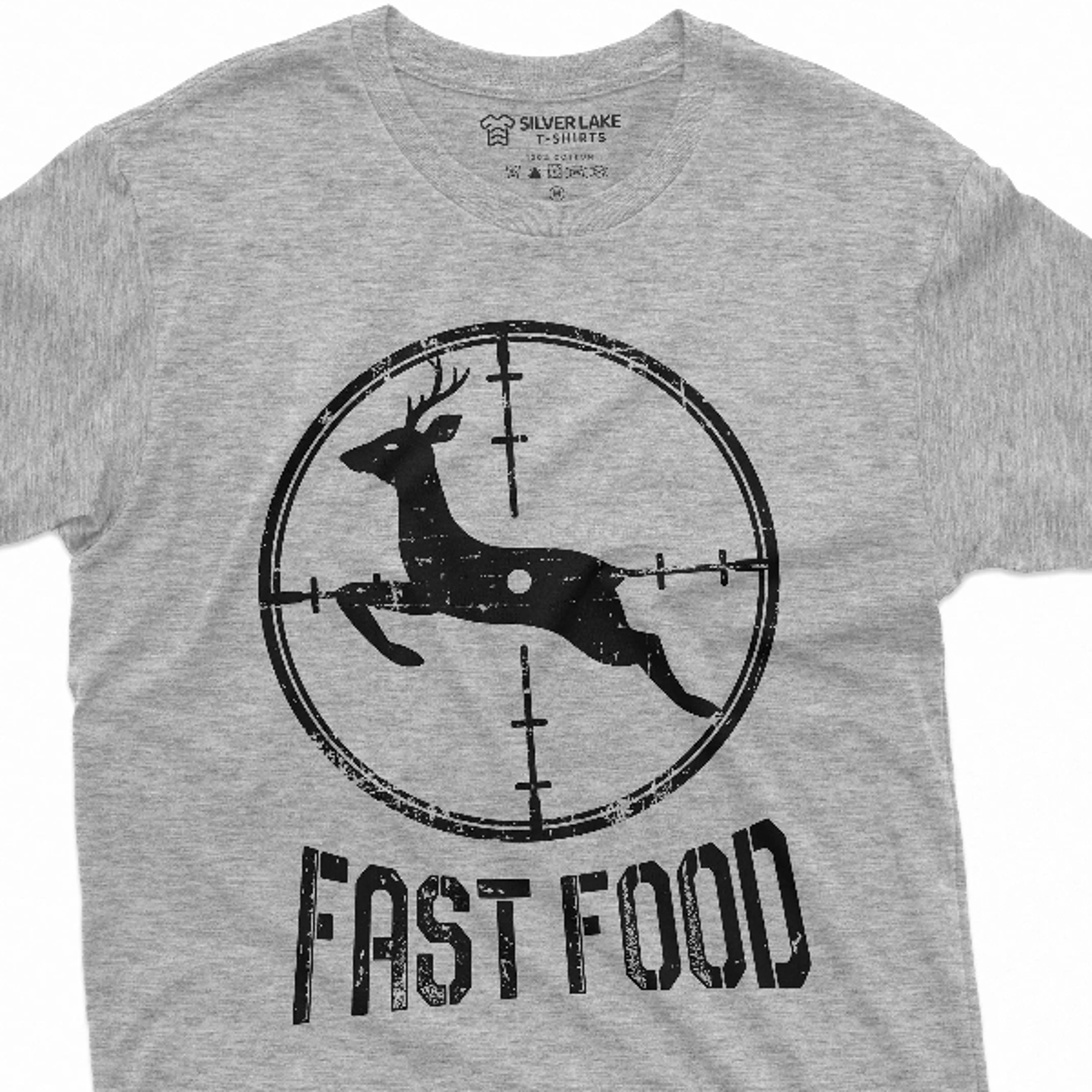 men's funny fast food hunting tee shirt deer running fast humor fathers day grandpa dad camo tee shirt for him