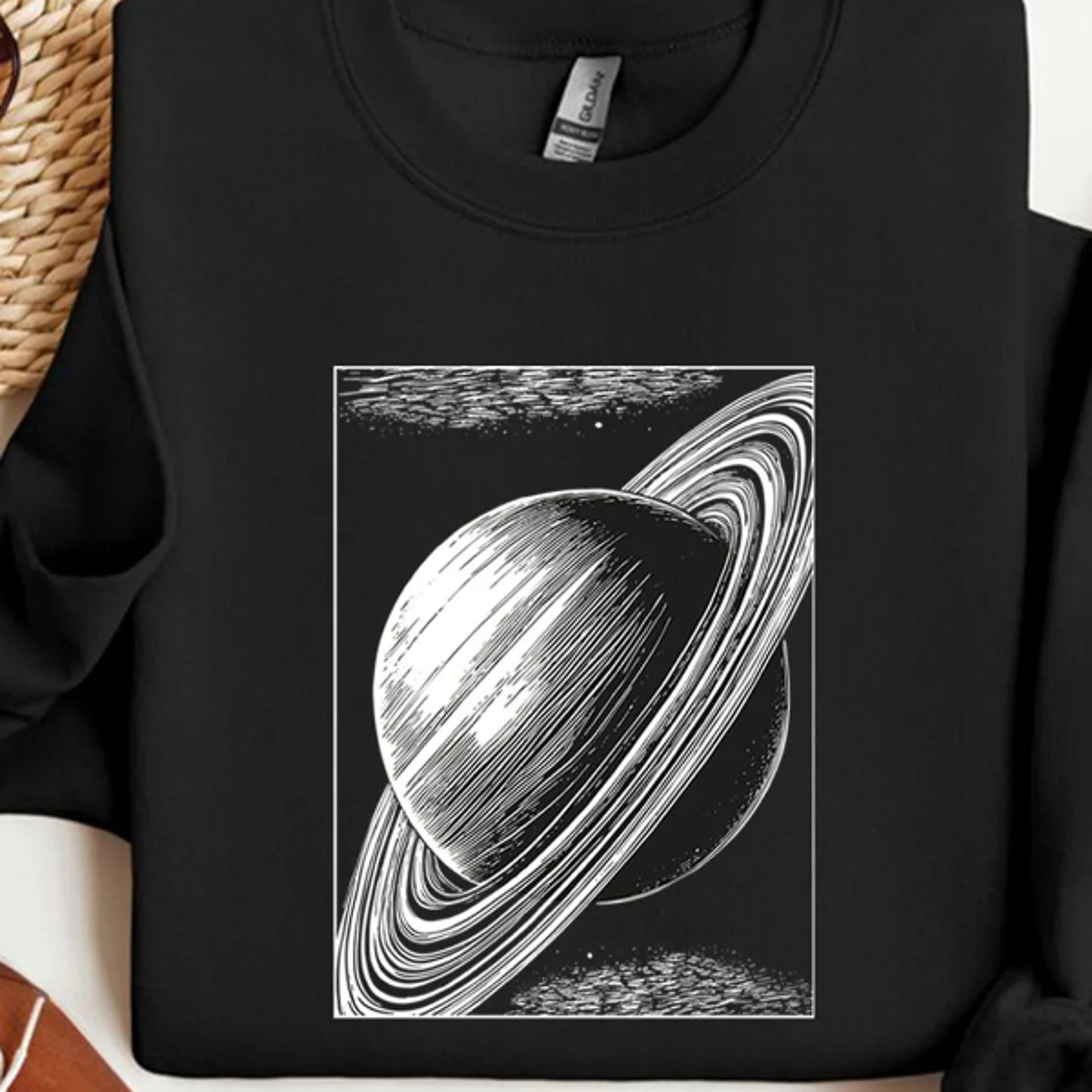 rings of saturn sweatshirt in black aqua, astronomy gifts for men or women, hubble telescope t-shirt,