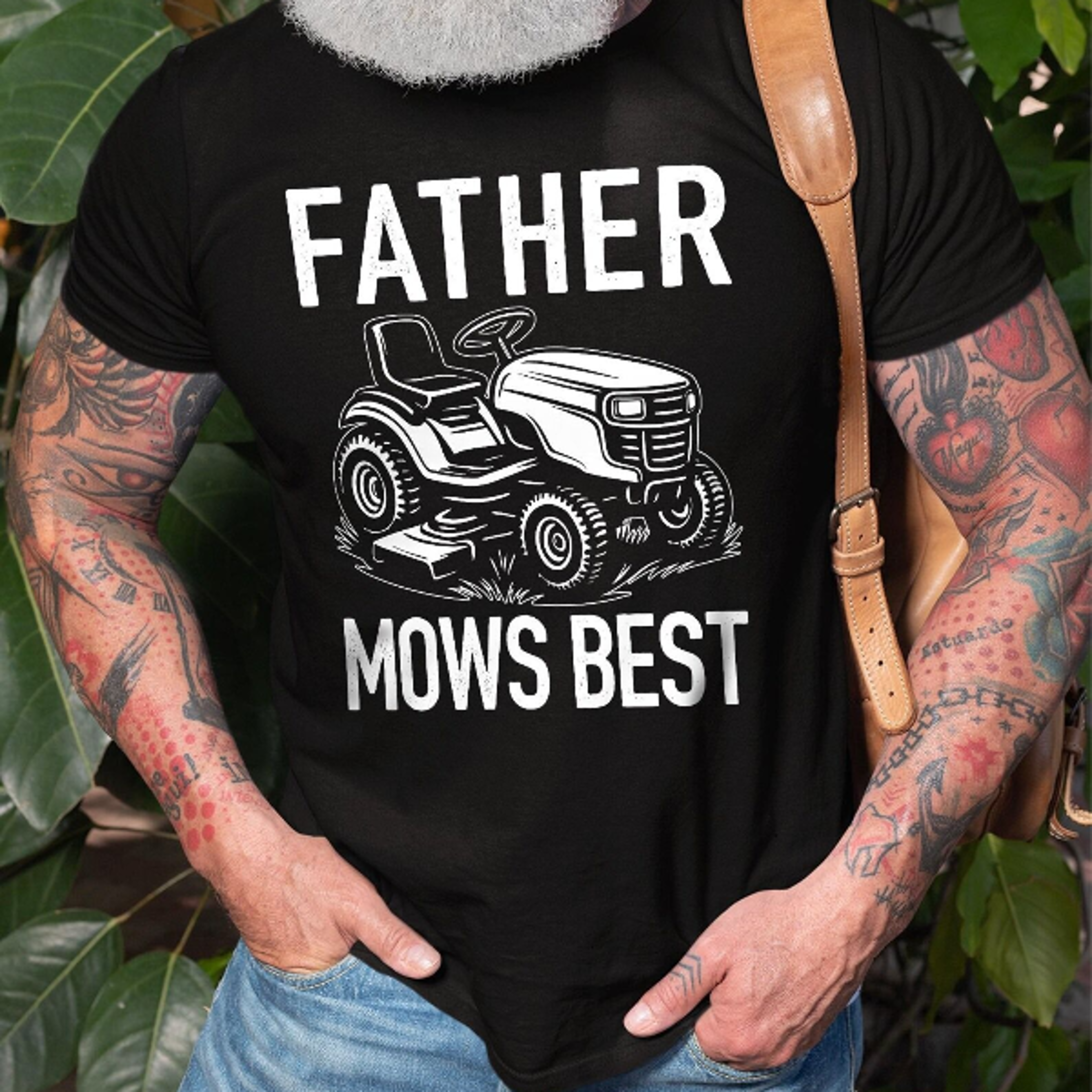 men's father mows best funny t-shirt lawn funny dad grass cutting mowing tee shirt father's day tee