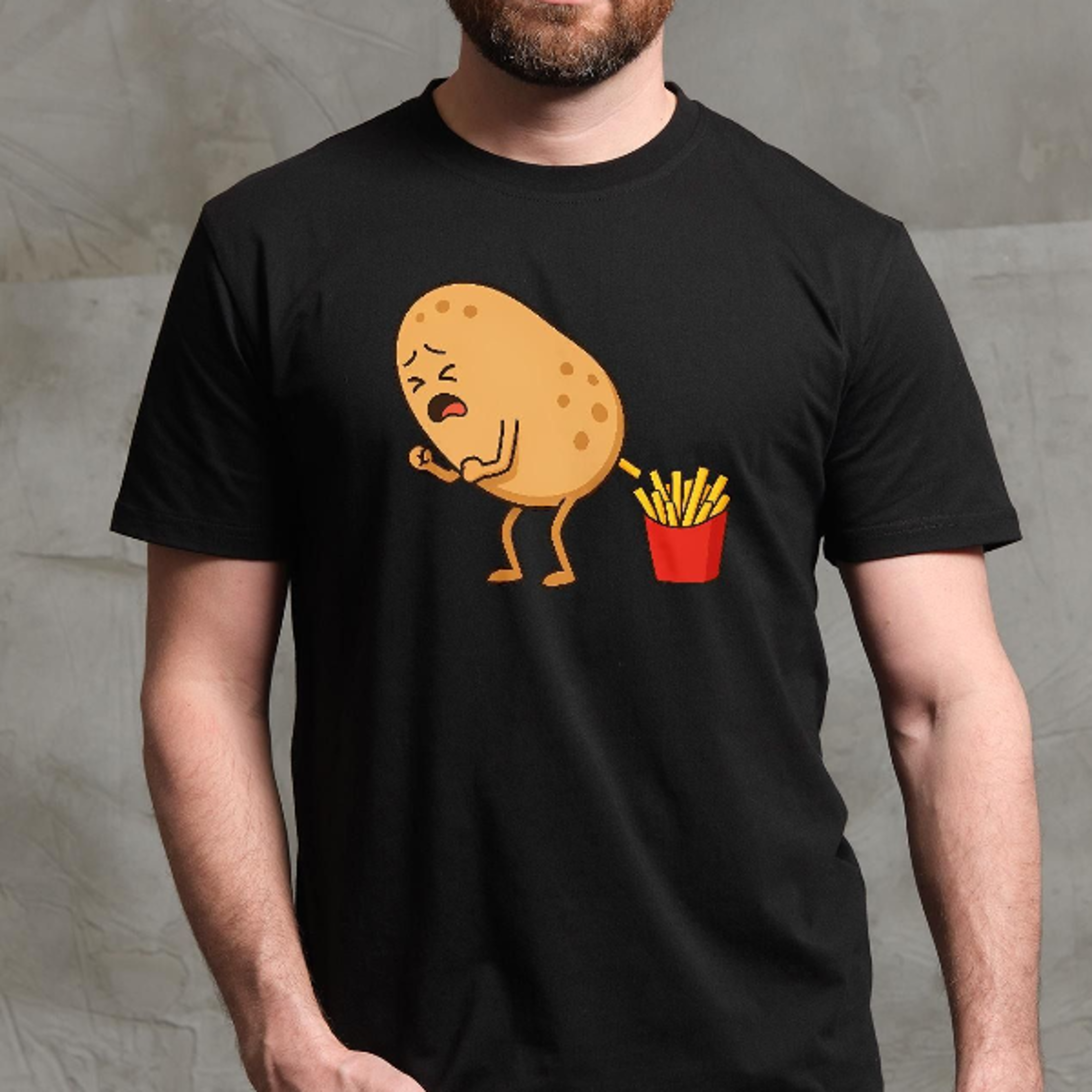 men's funny fried potato t-shirt how to make potato fries foodie humorous tee