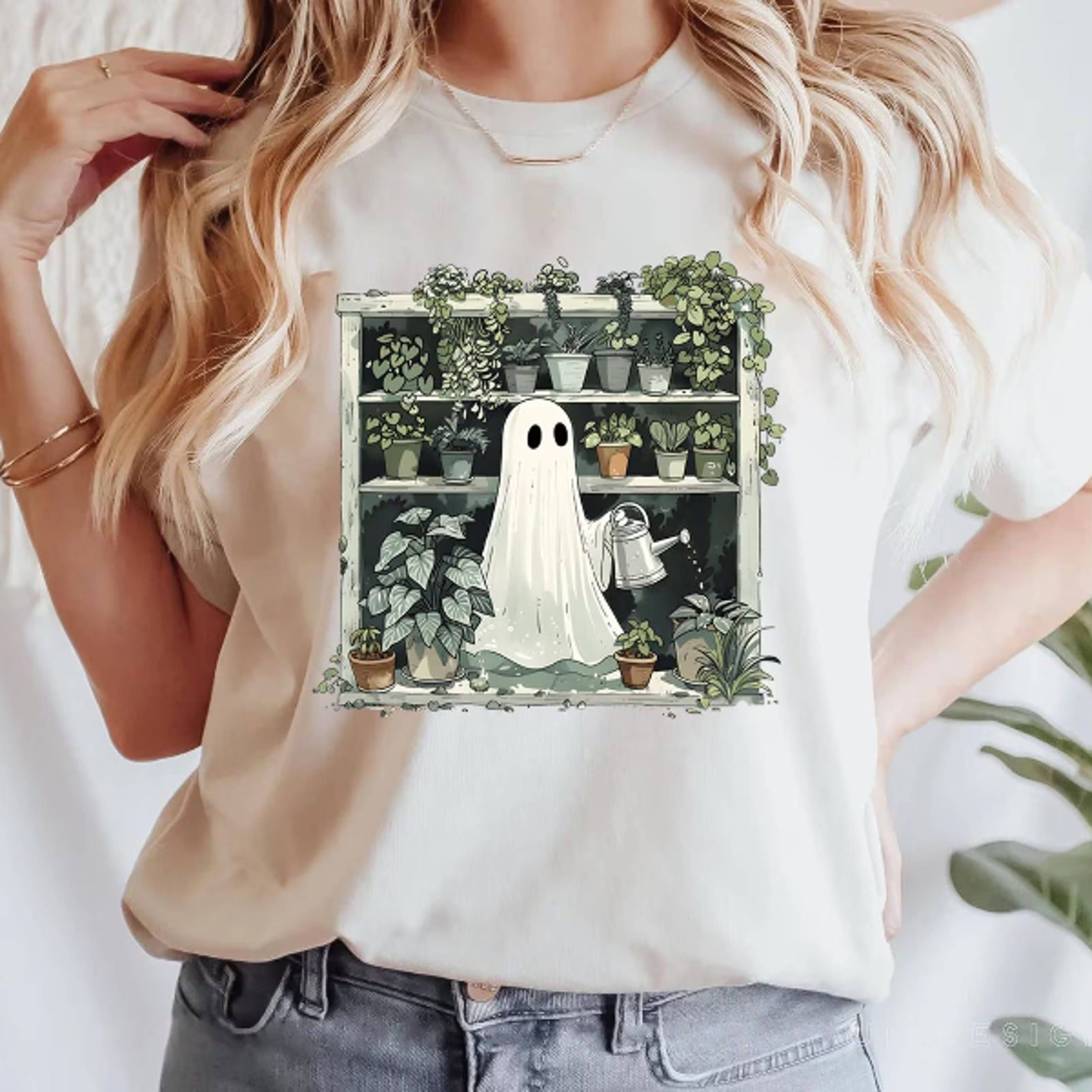 funny plant ghost sweatshirt halloween plant lady crewneck spooky gardener sweater ghost