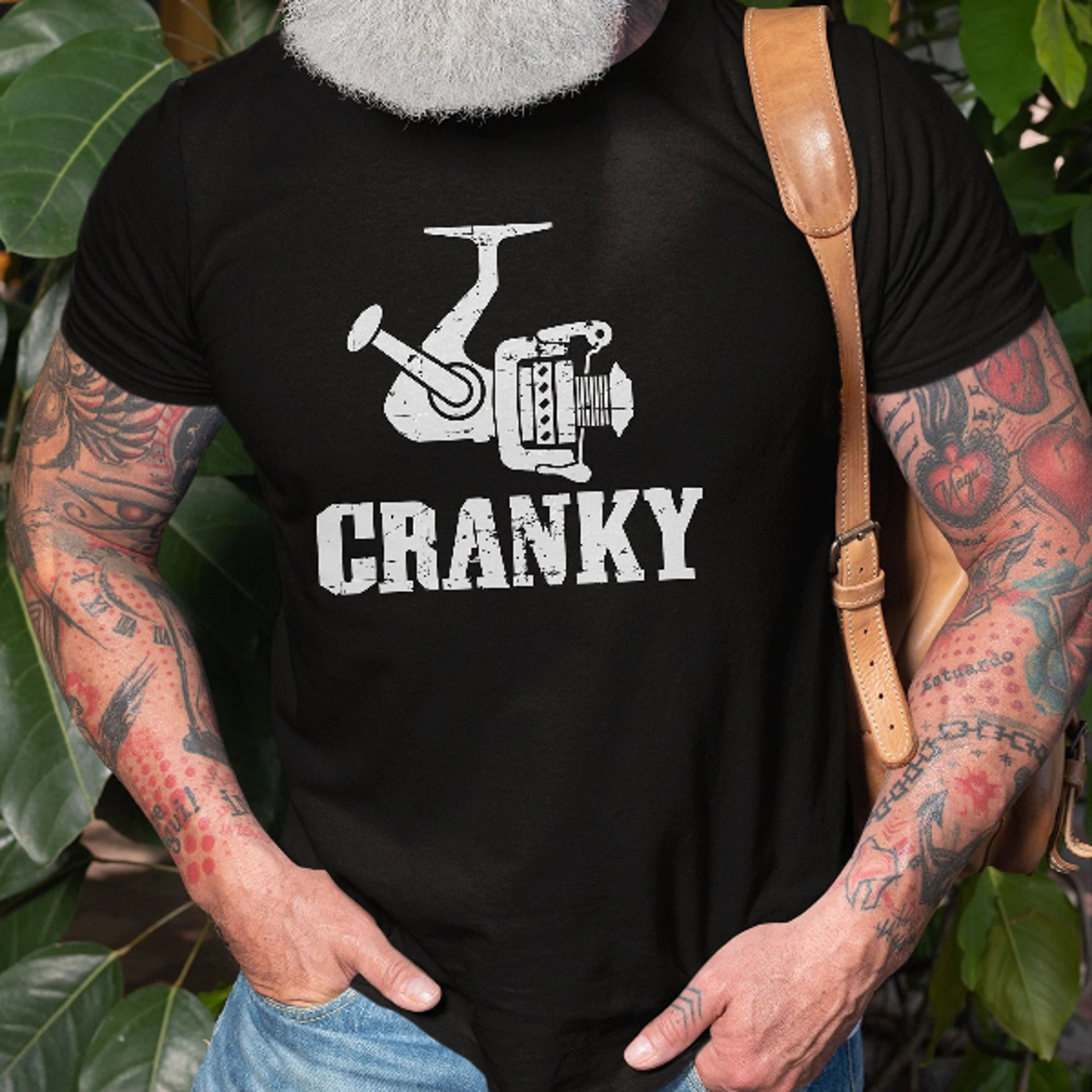 men's funny fishing t-shirt cranky fishing reel cranky funny papa dad grandpa father's day gift tee shirt
