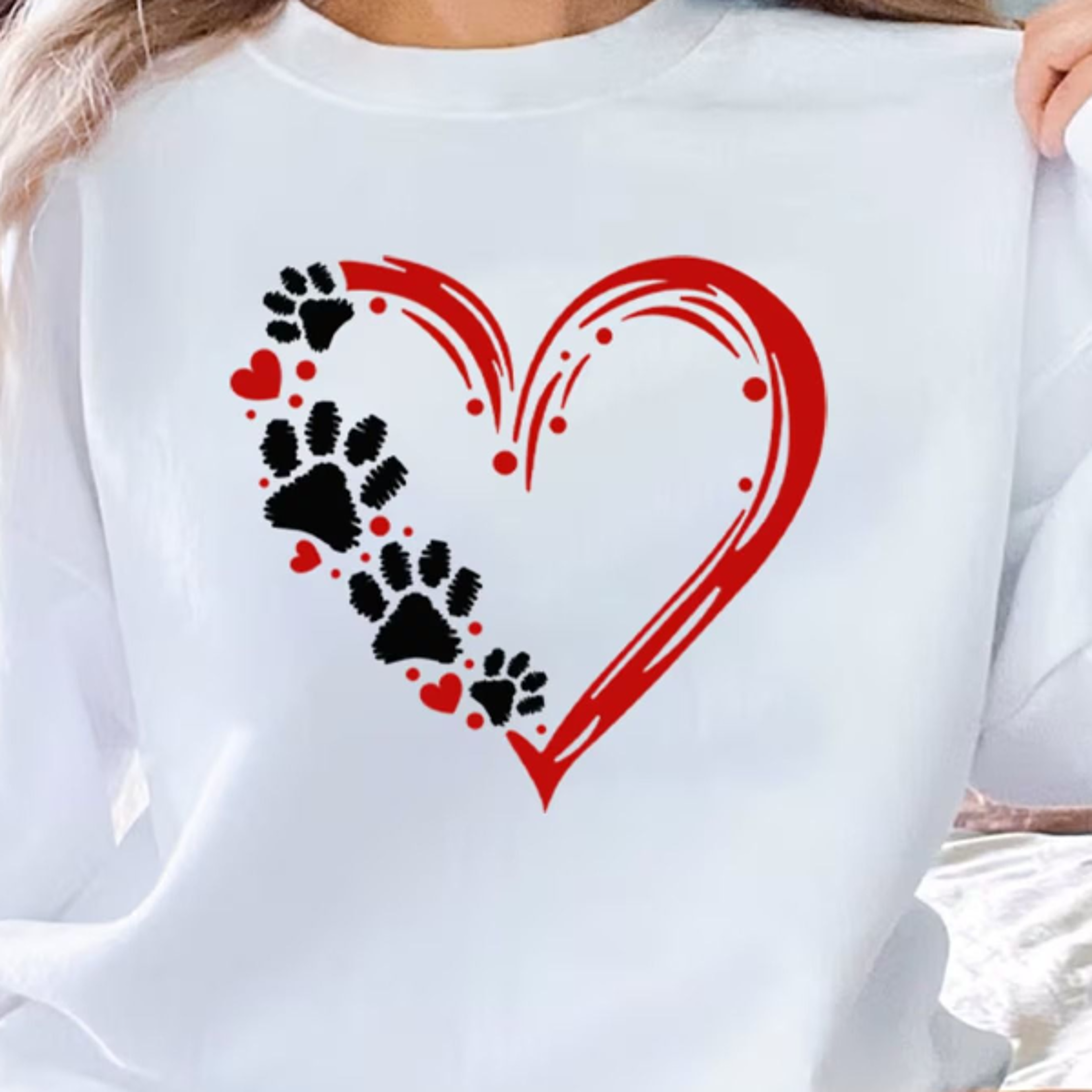paw heart shirt pet lover graphic t-shirt paw print tee animal lover gift cat and dog lover shirt for women