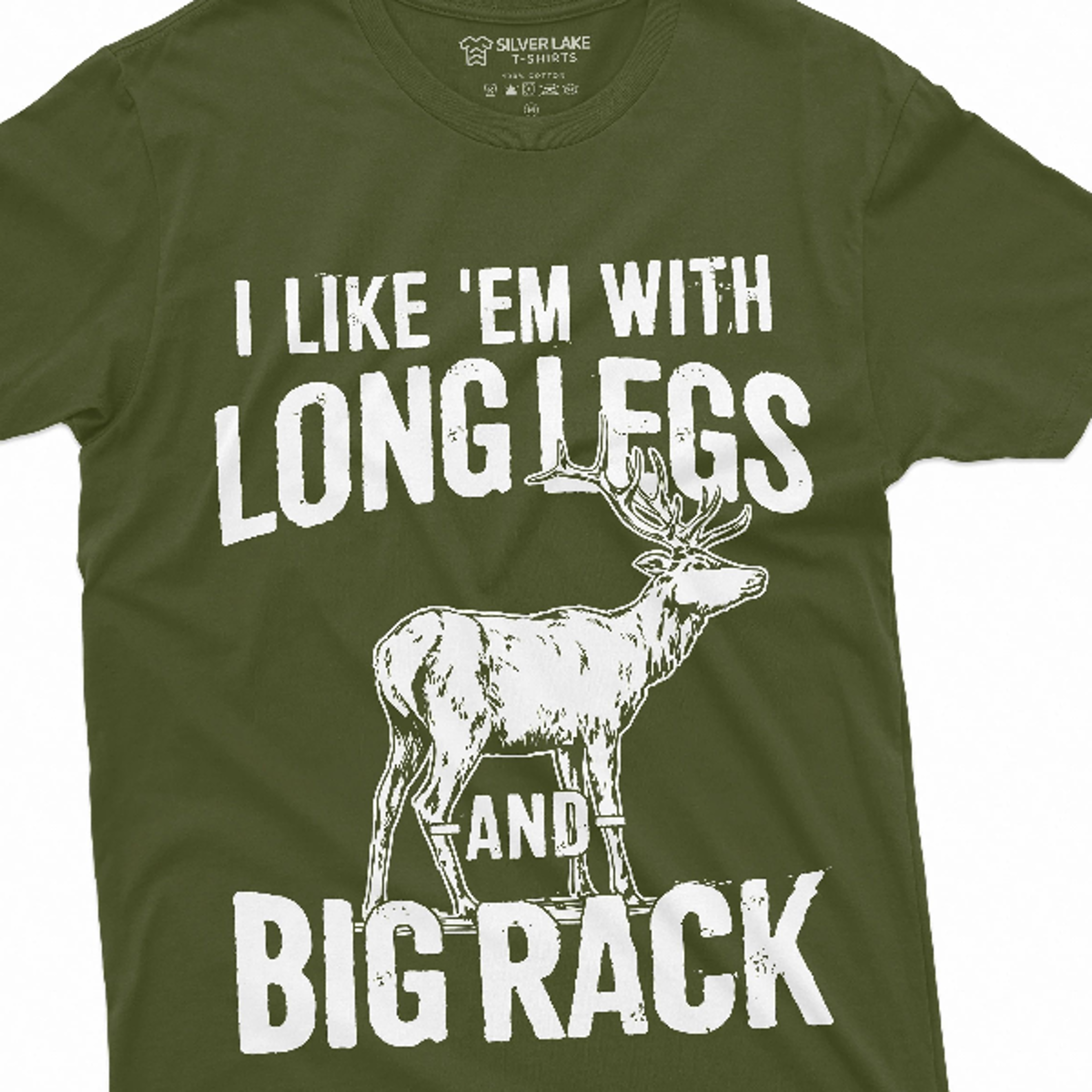 men's funny hunting shirt deer hunt humor long legs and big rack tee
