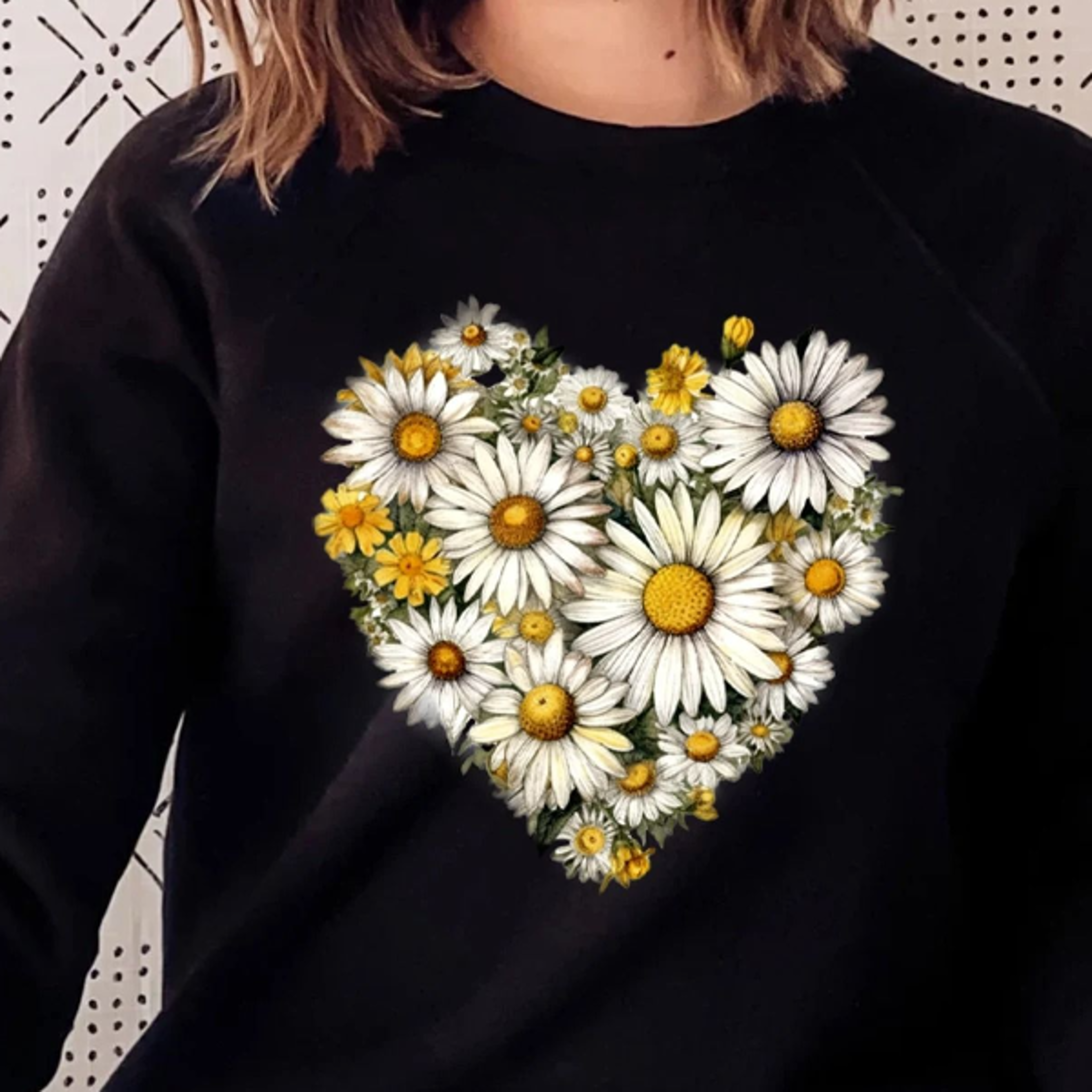 daisy sweatshirt floral flower crewneck trendy women's fleece pullover daisy graphic tee