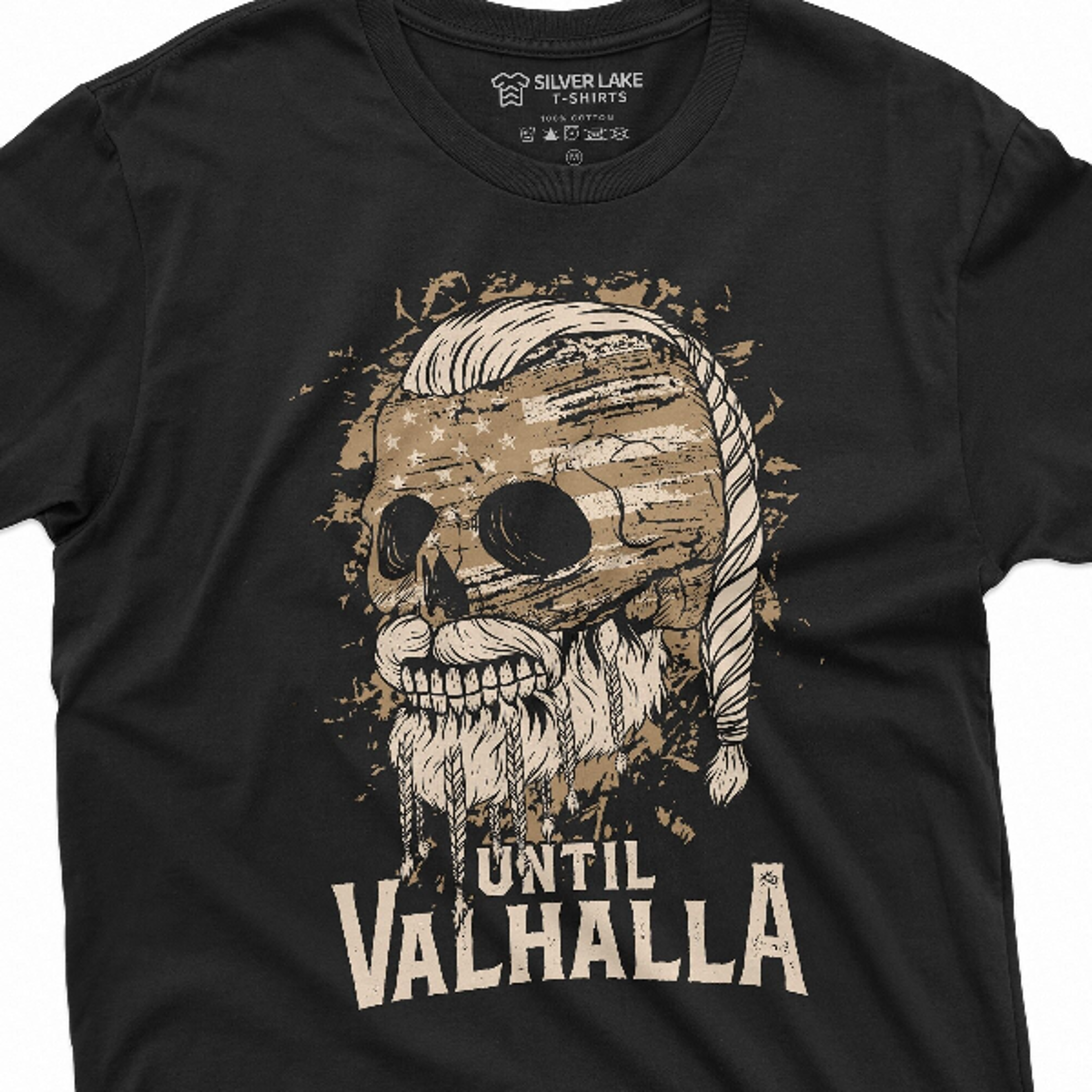 men's valhalla warrior t-shirt until valhalla skull usa flag patriotic tee shirt birthday gift tee shirt viking mytholog