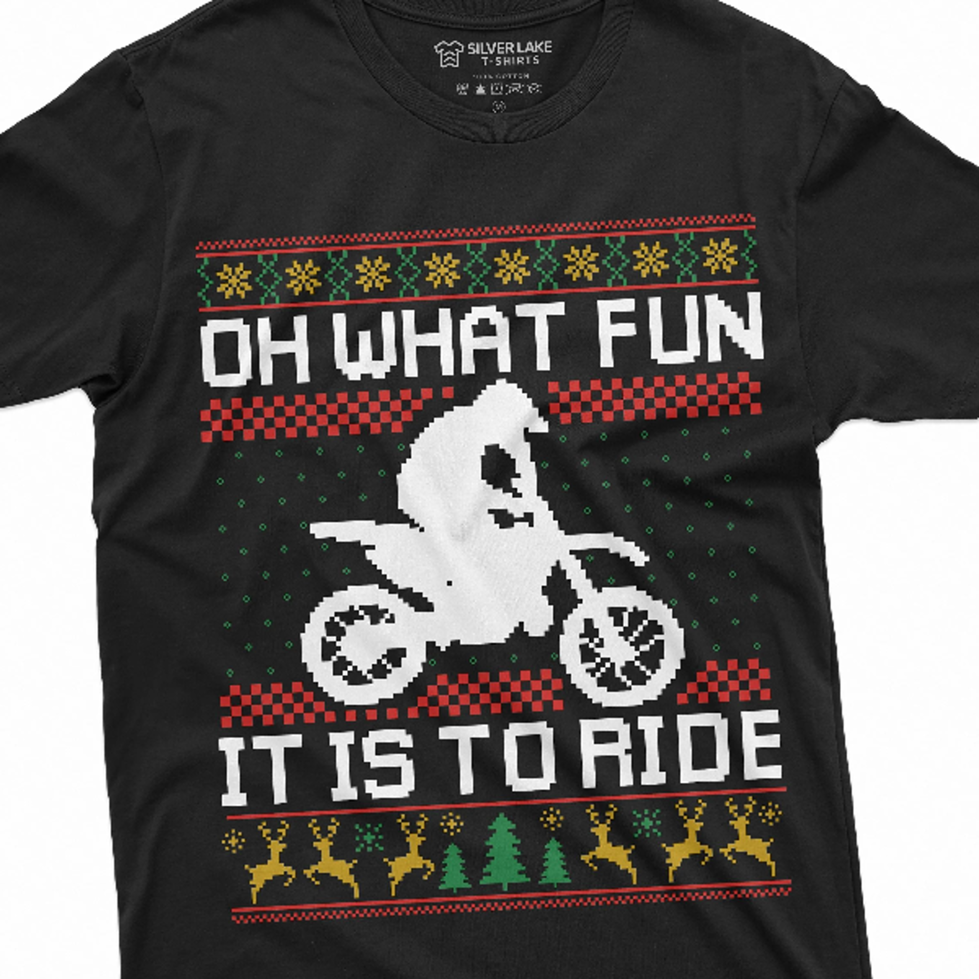 christmas holiday ugly sweater pattern biker bike tee shirt oh what fun it is to ride motorcycle tee husband dad gifts