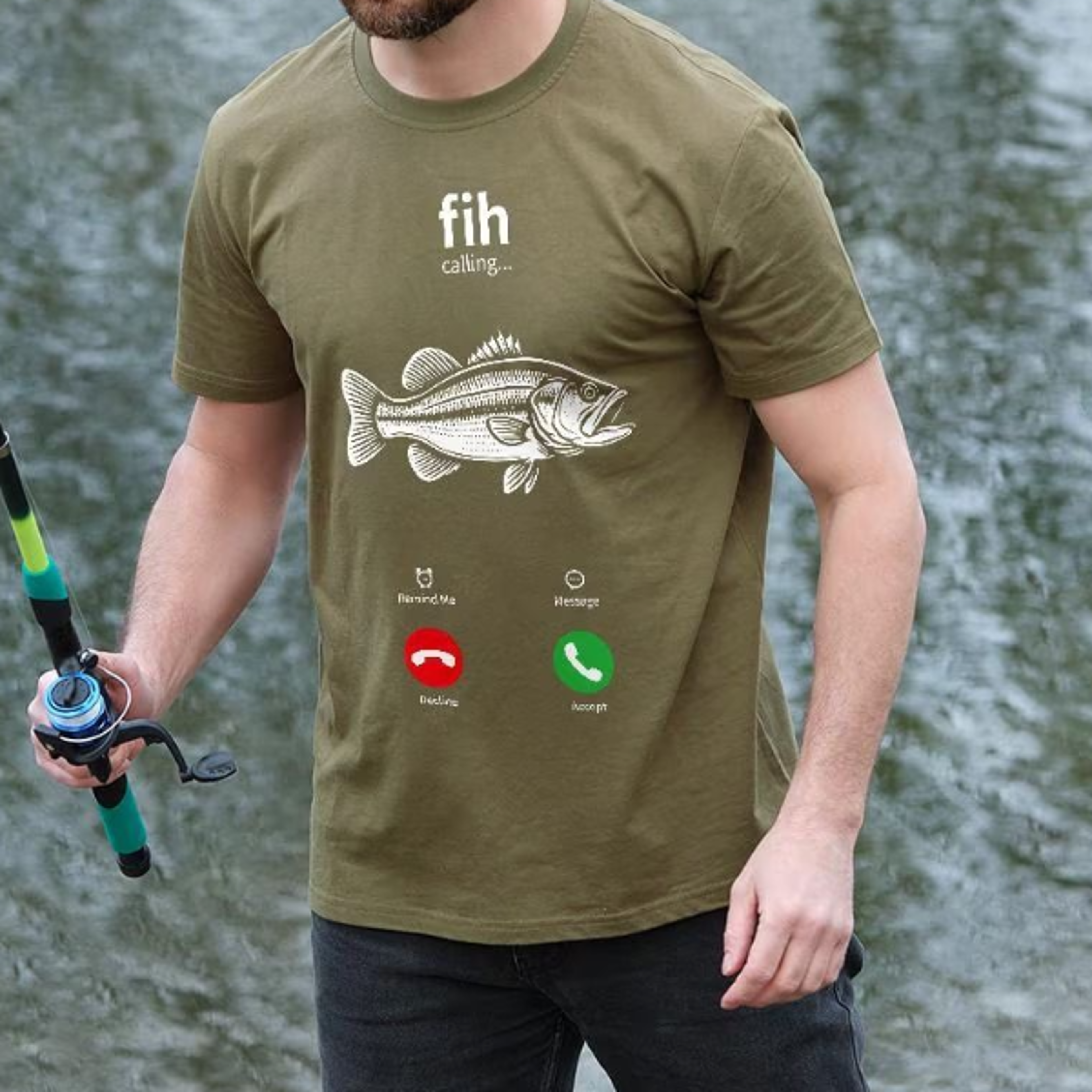 men's funny fishing calling t-shirt men's fisherman accept decline fishing tee shirt