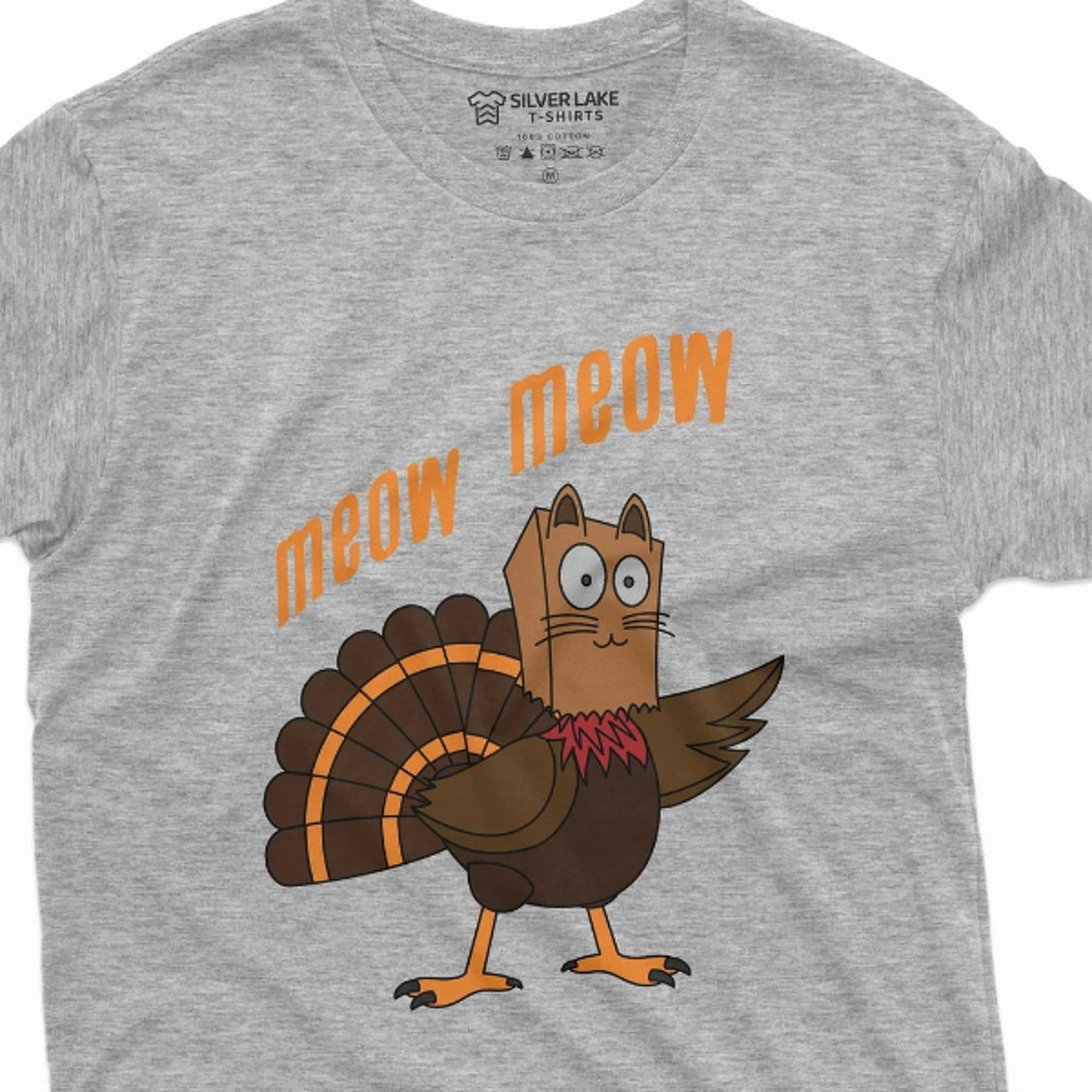 meow meow funny thanksgiving t-shirt turkey cat humor thanksgiving dinner conversation starter tee
