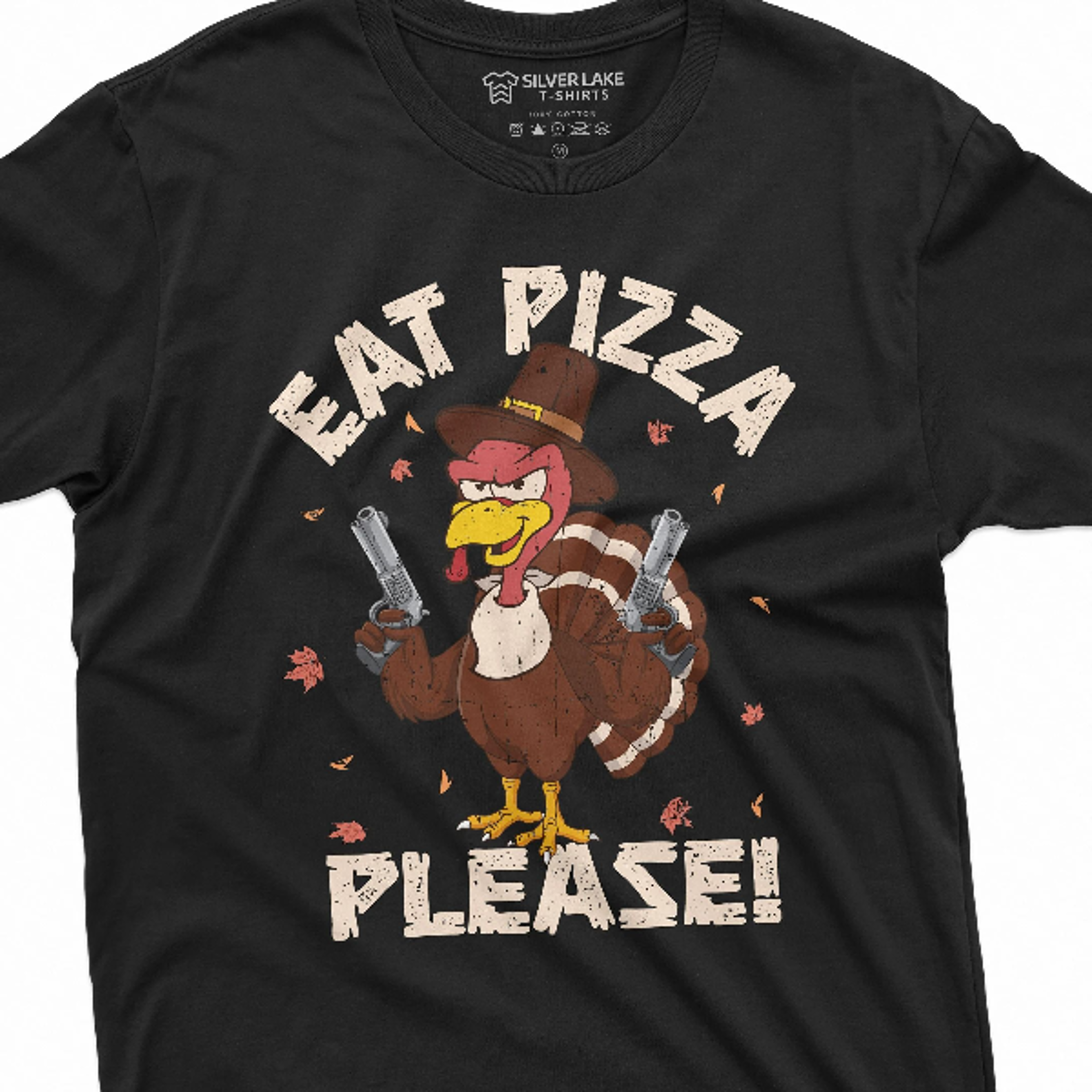 thanksgiving funny eat pizza please turkey with guns funny dinner holiday humor tee shirt mens womens gifts turkey stuff
