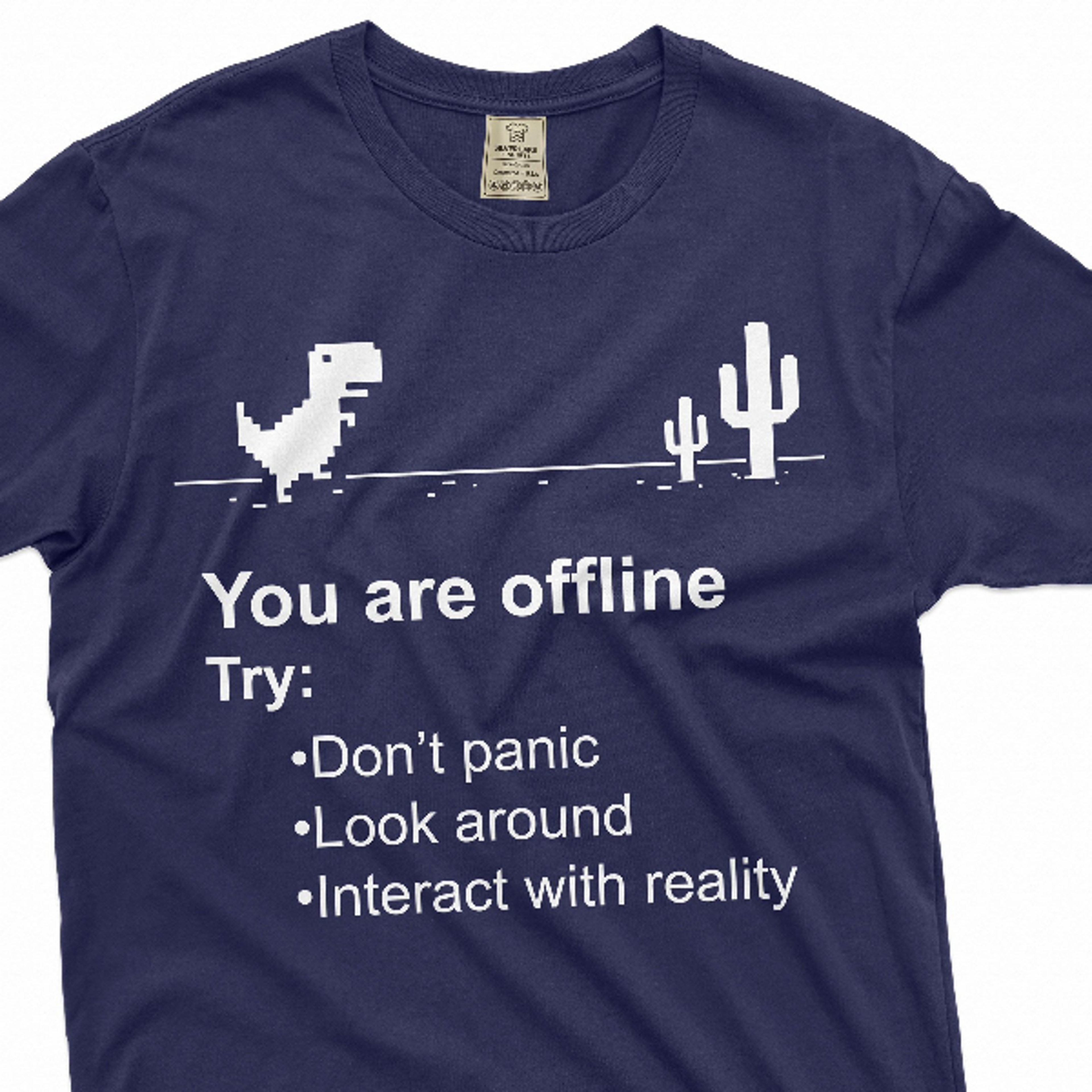 funny offline no internet tee shirt nerd geek don't panic offline tee shirt birthday gift it computer nerd tee shirt