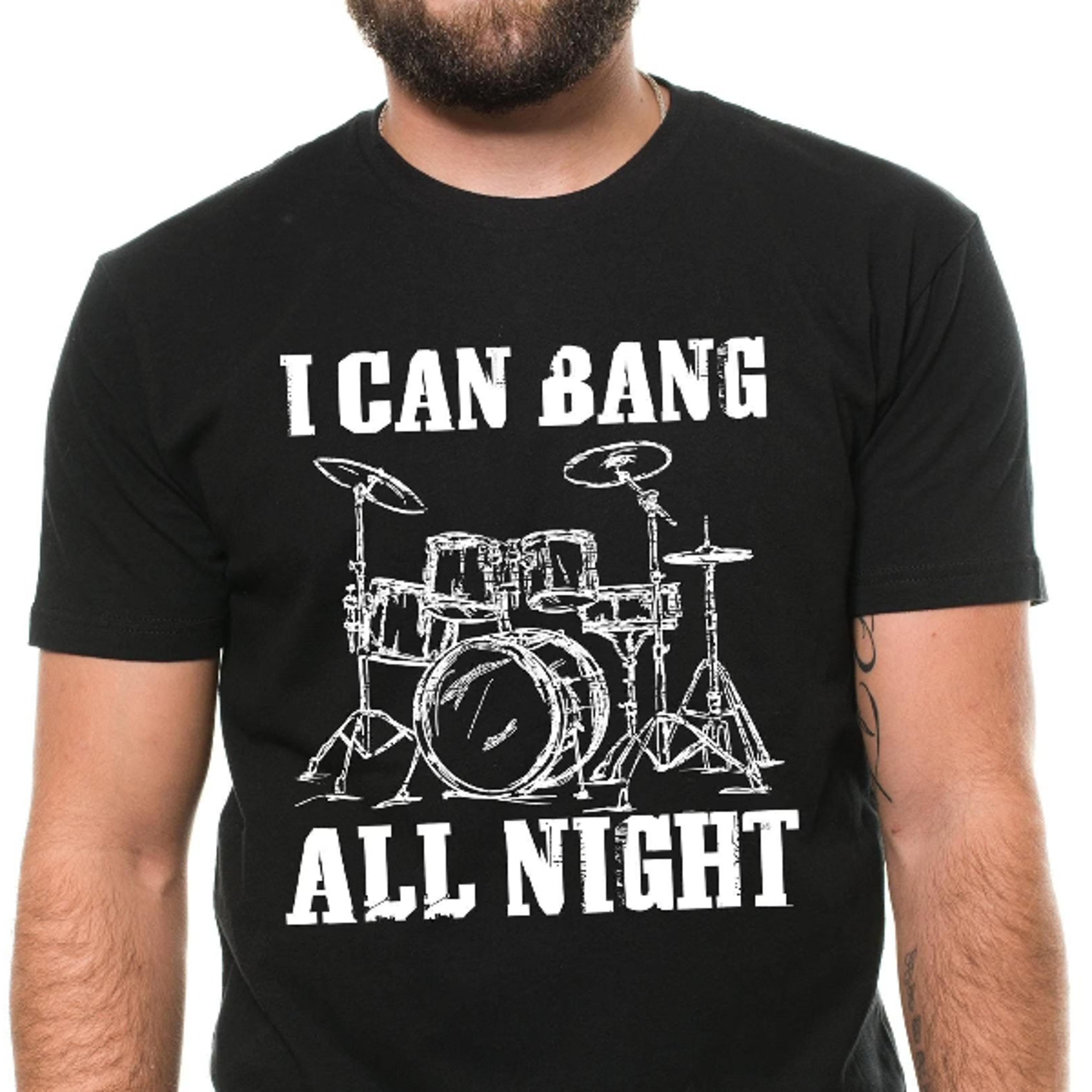 men's funny i can bang all night t-shirt drummer musician music drums percussion gift t-shirt