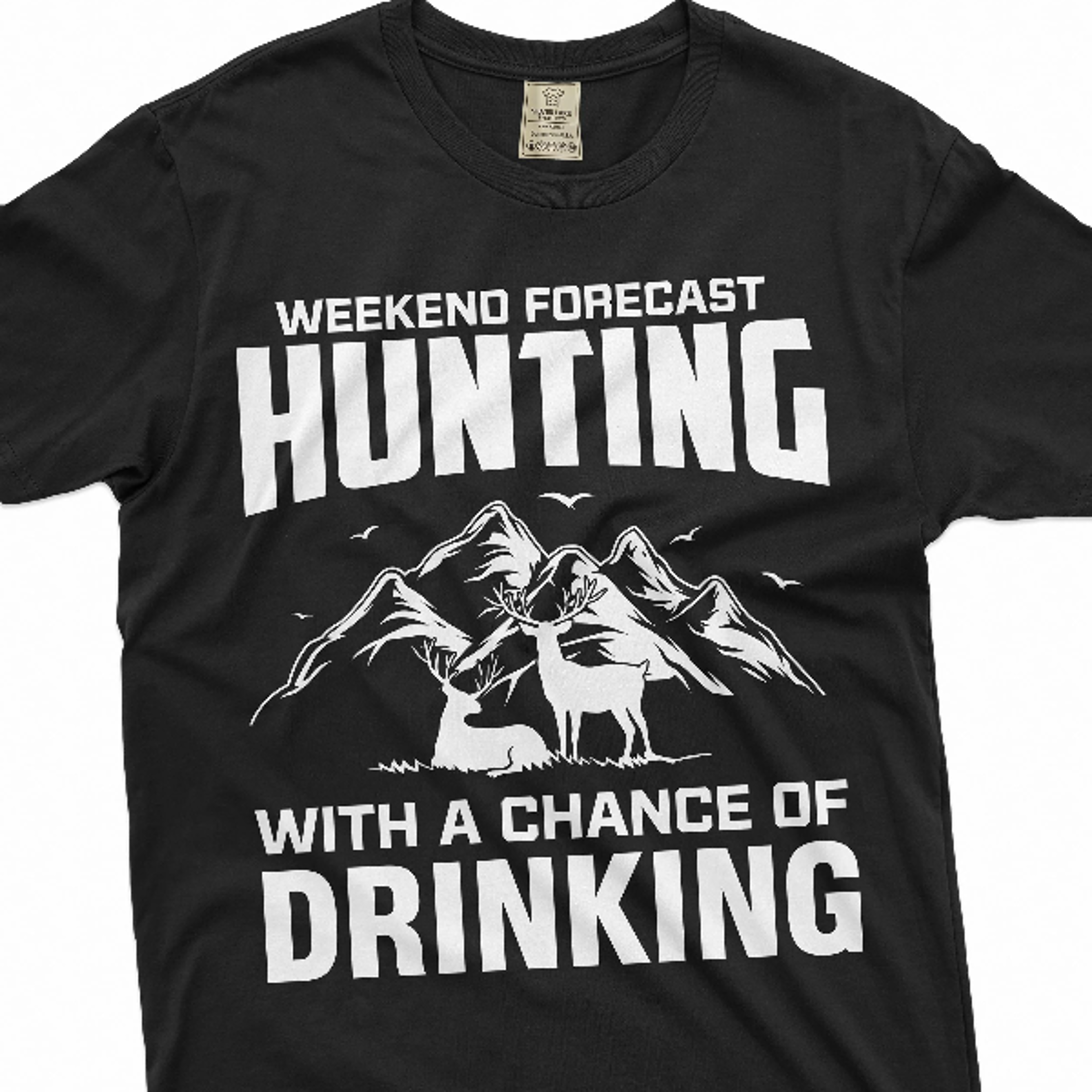 men's hunting funny t-shirt weekend forecast hunting with a chance of drinking funny father's day gift tee shirt