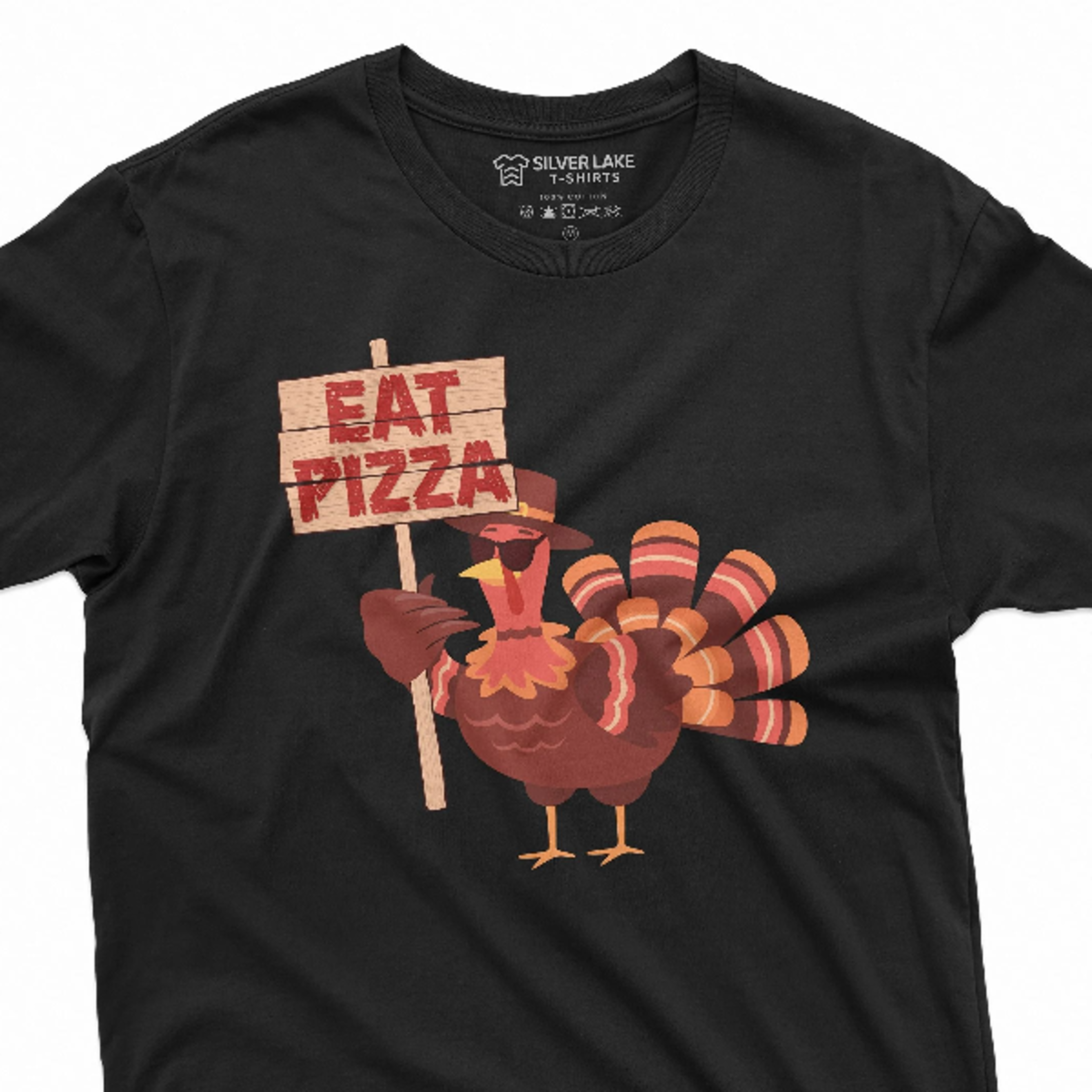 funny thanksgiving t-shirt turkey protest eat pizza mens womens unisex humorous tee shirt holidays tees