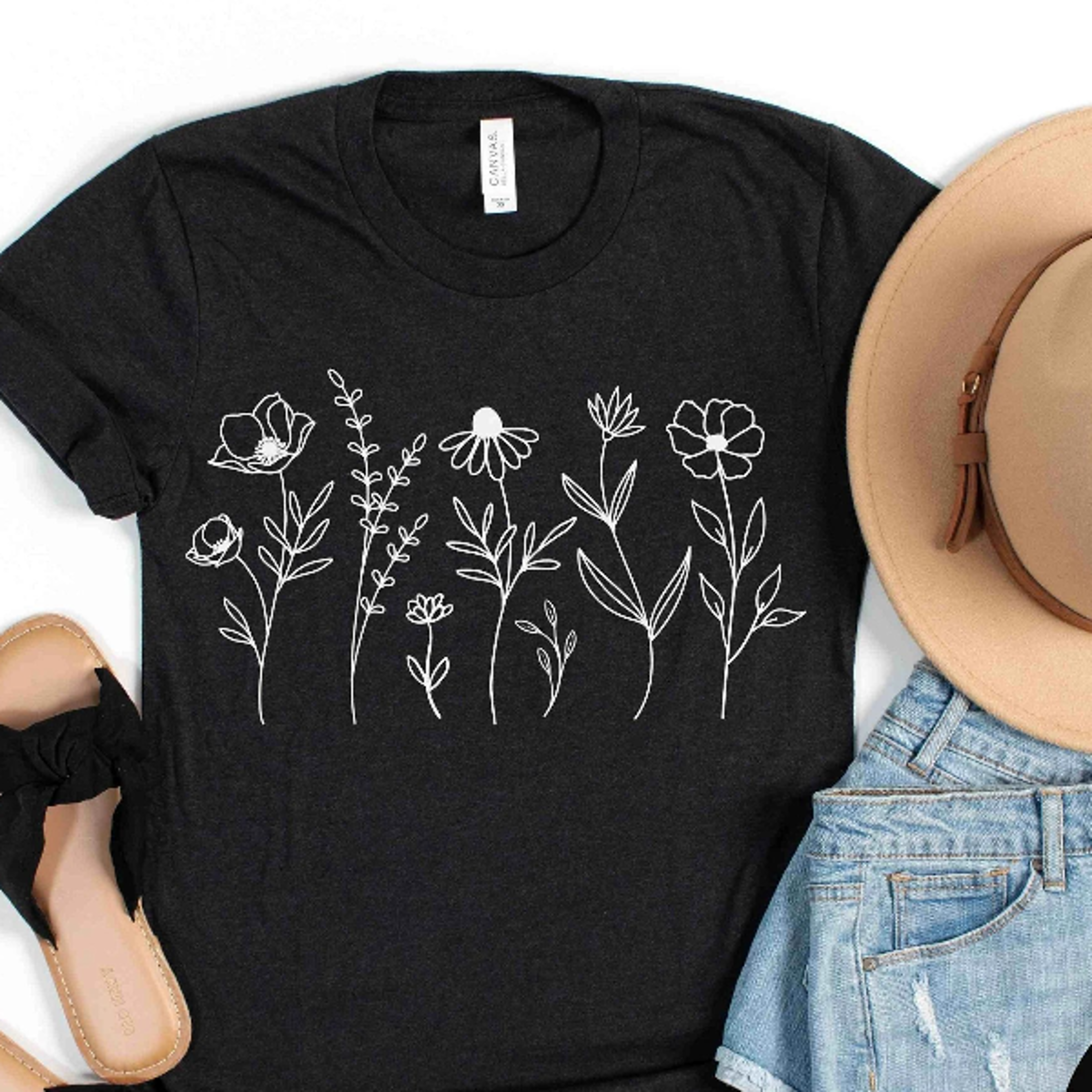 wildflowers shirt, wildflower t-shirt, floral shirt, botanical shirt, flower tee shirt, nature lover shirt, minimalist f