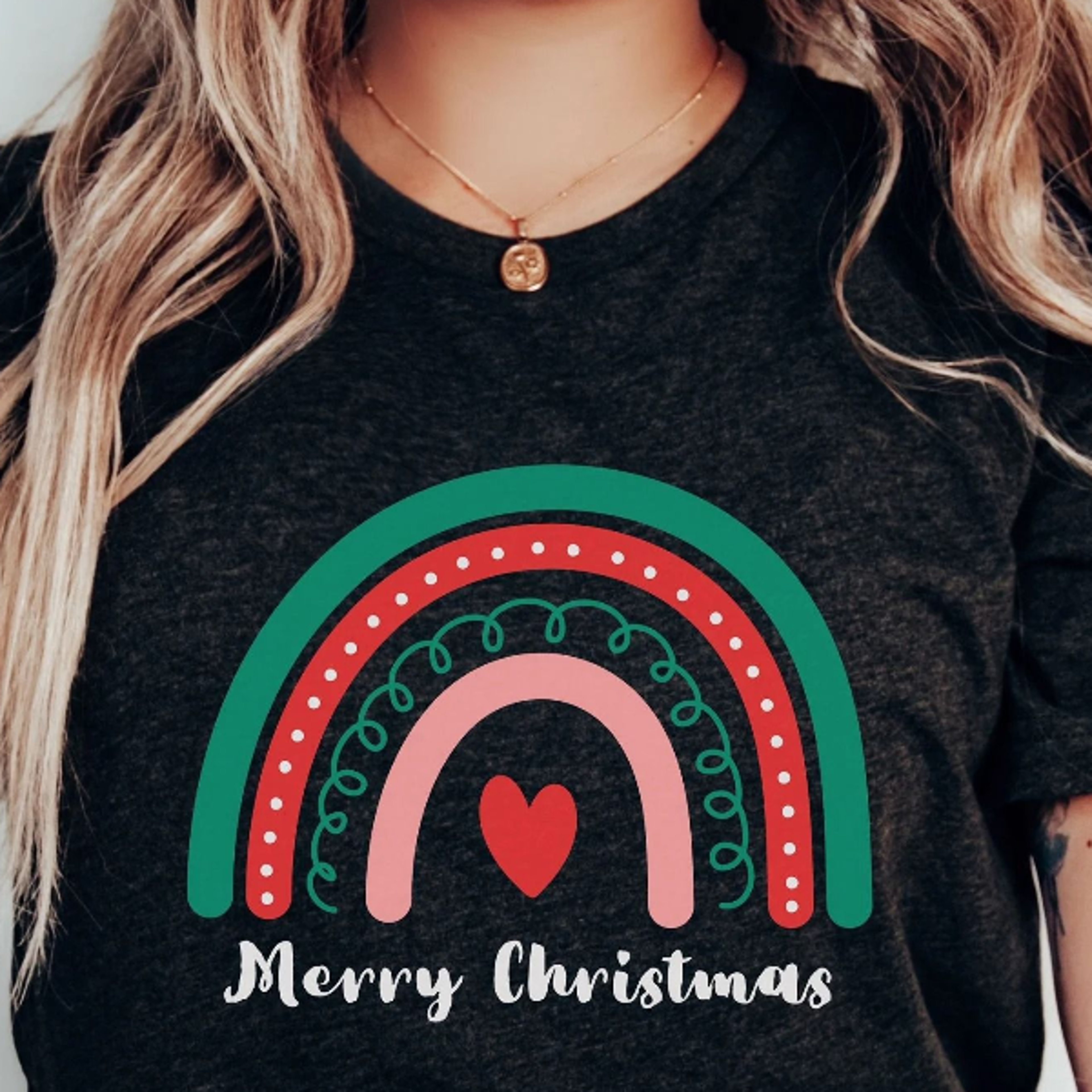 merry christmas tee shirt, cute rainbow christmas t-shirt, christmas graphic tees, boho rainbow christmas, christmas gif