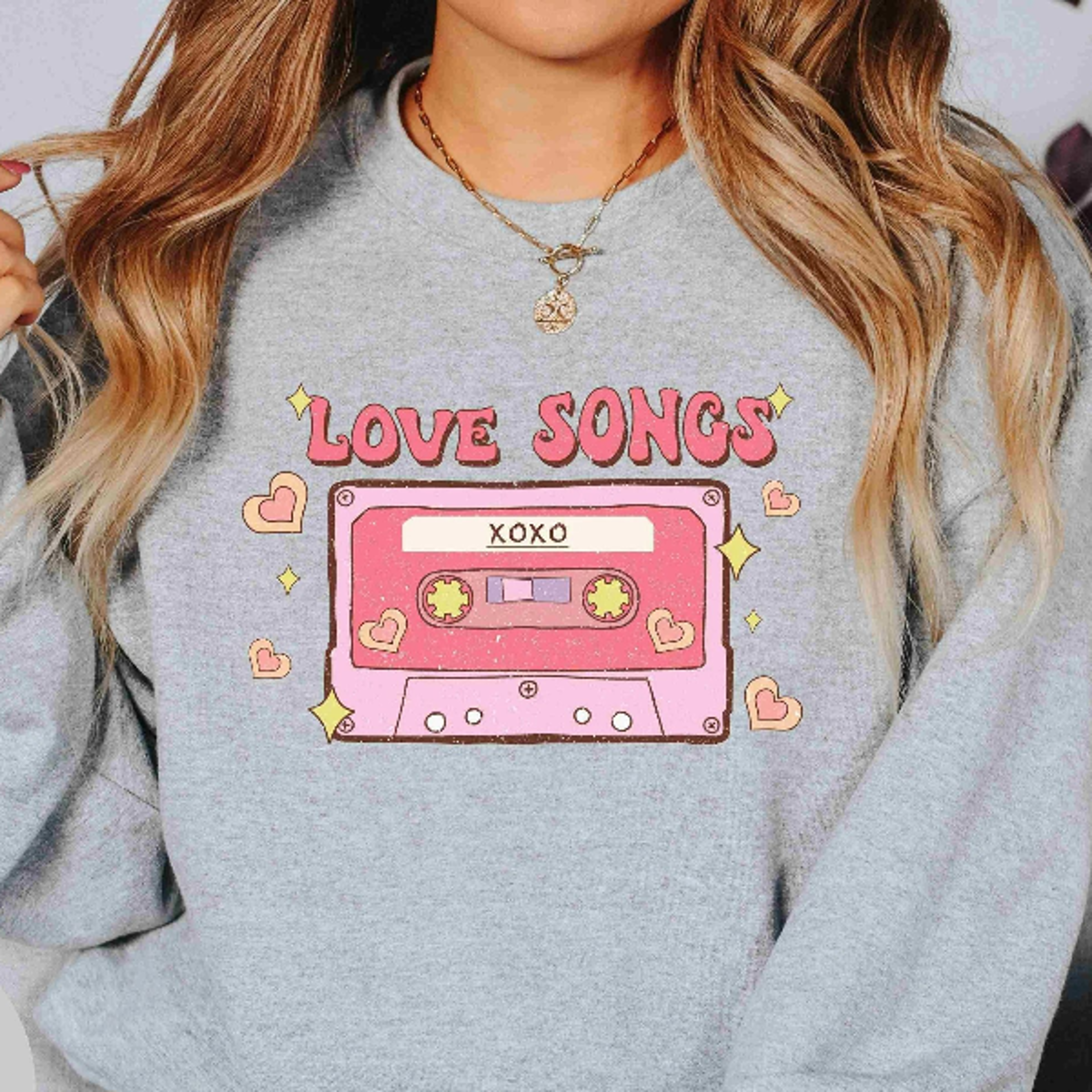 retro love songs mix tape valentine sweatshirt, retro valentine's sweater, cute valentine's outfit, valentine sweatshirt
