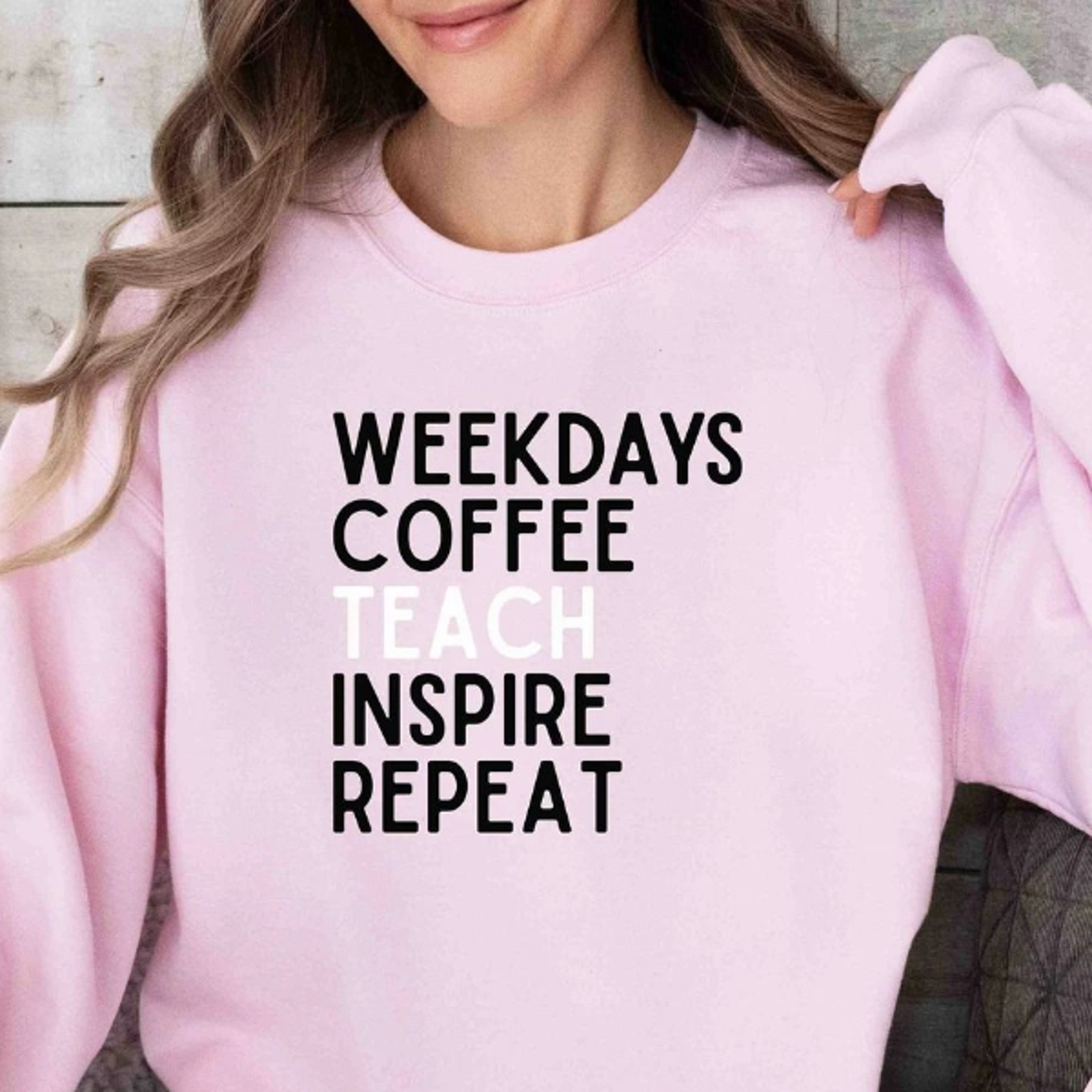 funny teacher sweatshirt, coffee teach inspire, cute teacher shirt, back to school sweatshirt, new teacher gift, teacher