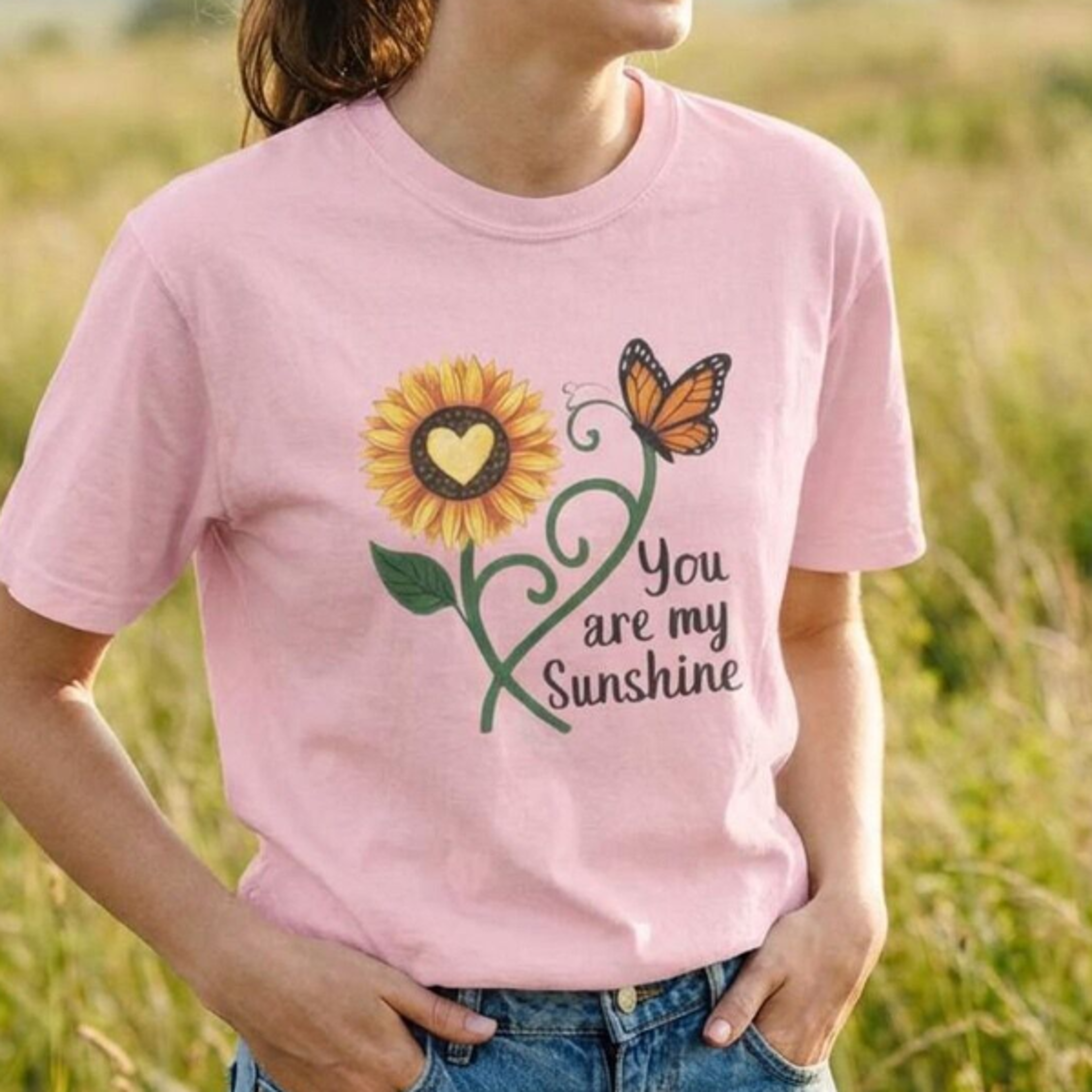 you are my sunshine sunflower butterfly t-shirt | floral sunshine tee