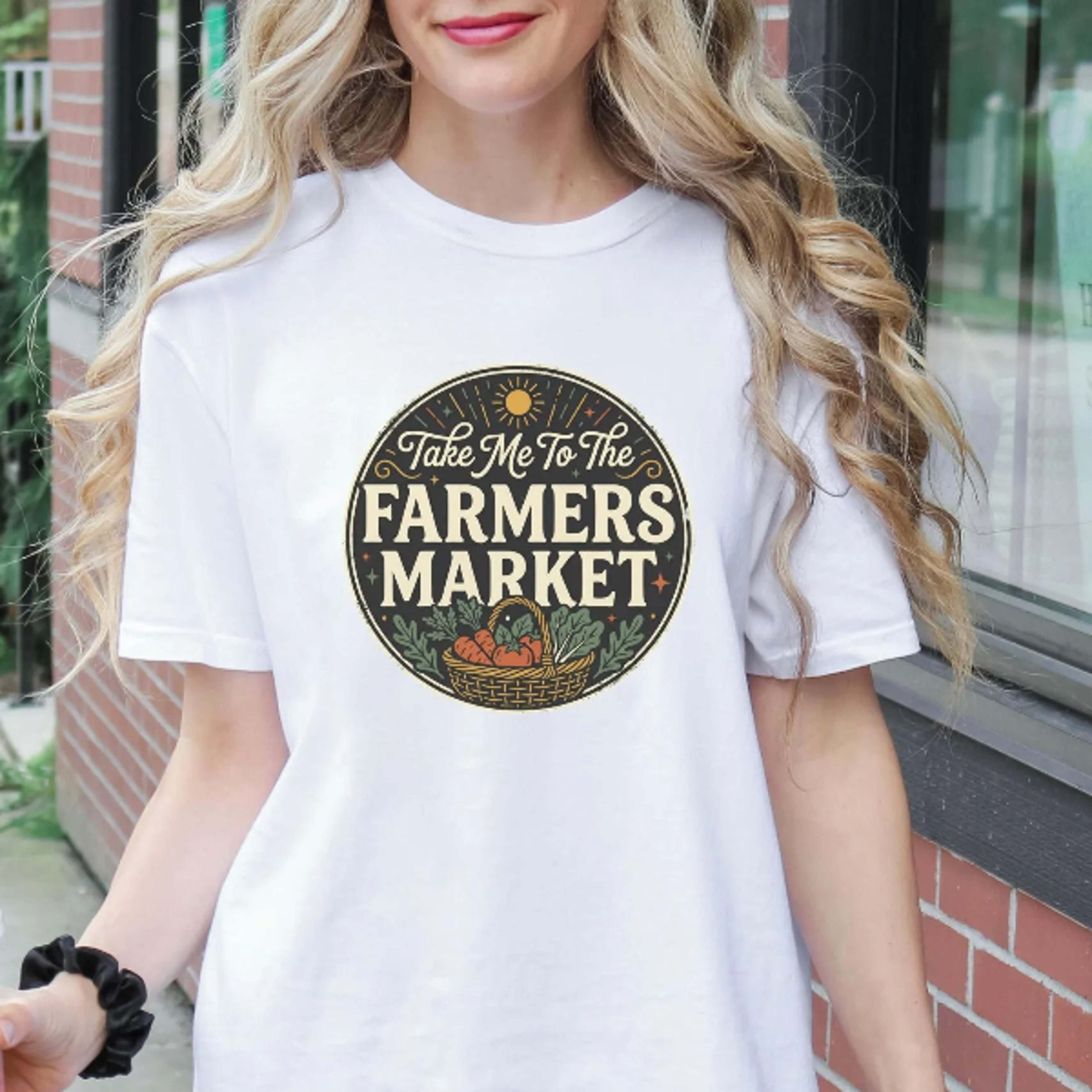 farmers market t-shirt | hand-drawn vegetable basket graphic tee