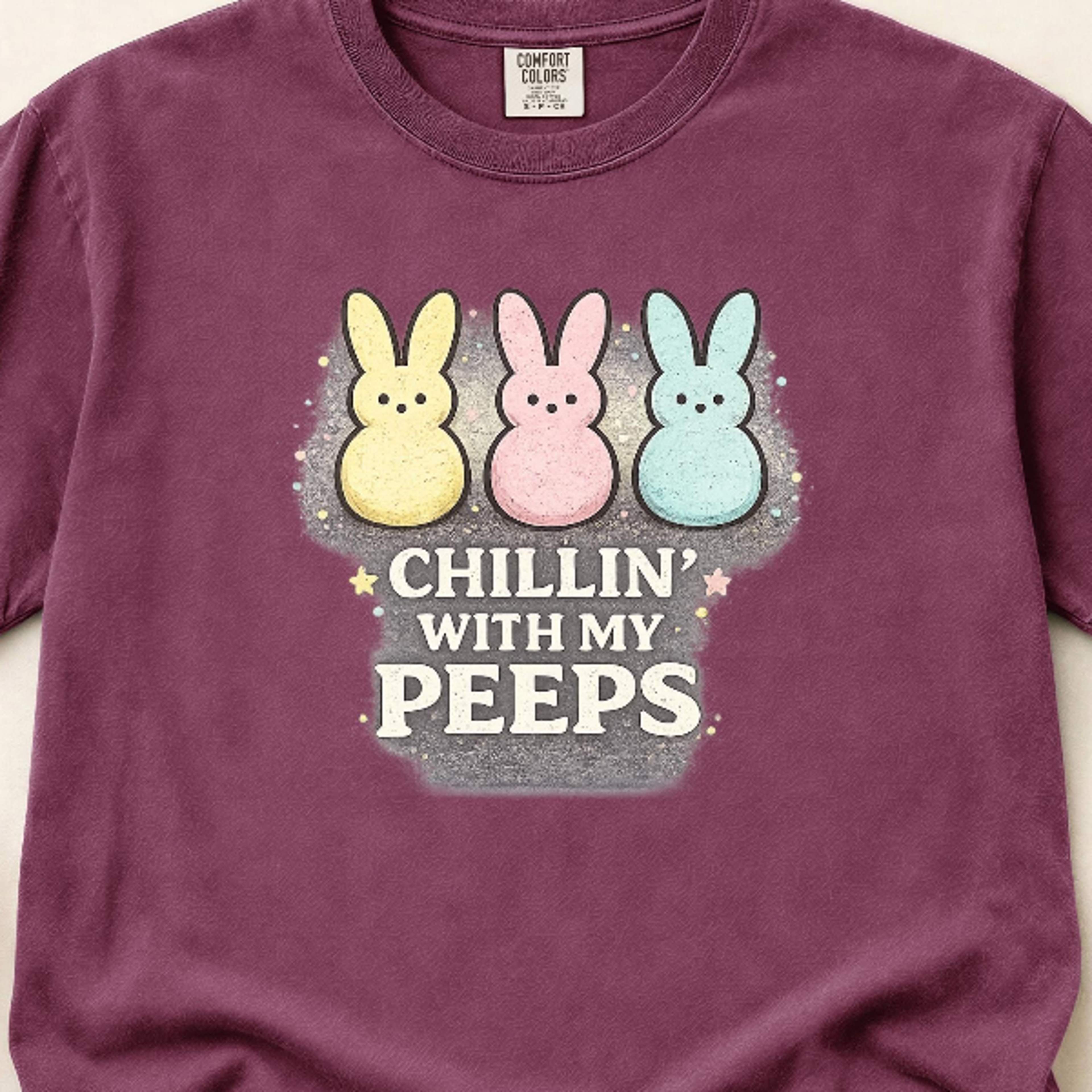 chillin with my peeps marshmallow trio t-shirt | garment-dyed easter comfort colors tee
