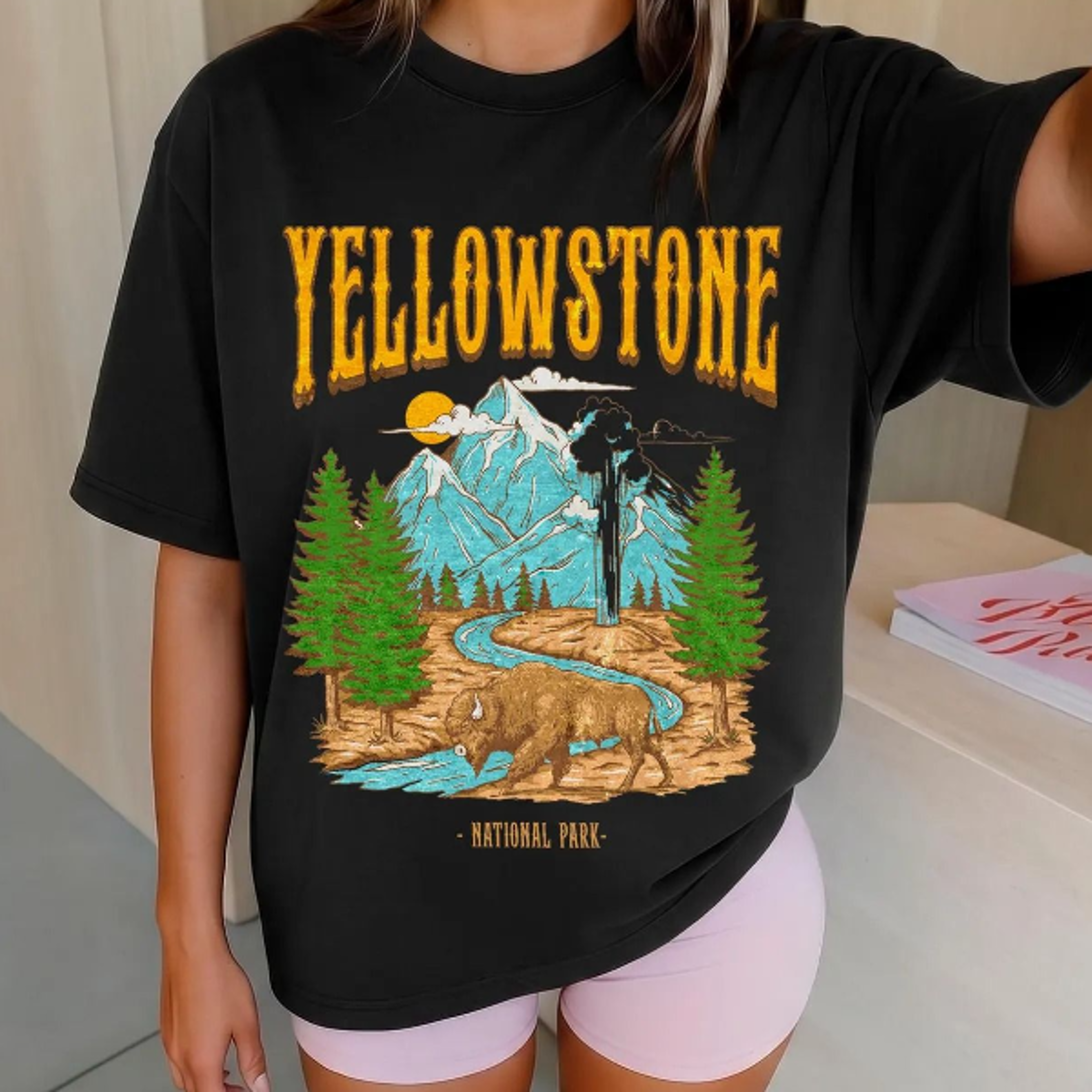 yellowstone national park vintage 90s stlye t-shirt, vintage yellowstone park, 90s hiking nature shirt, boho forestcore