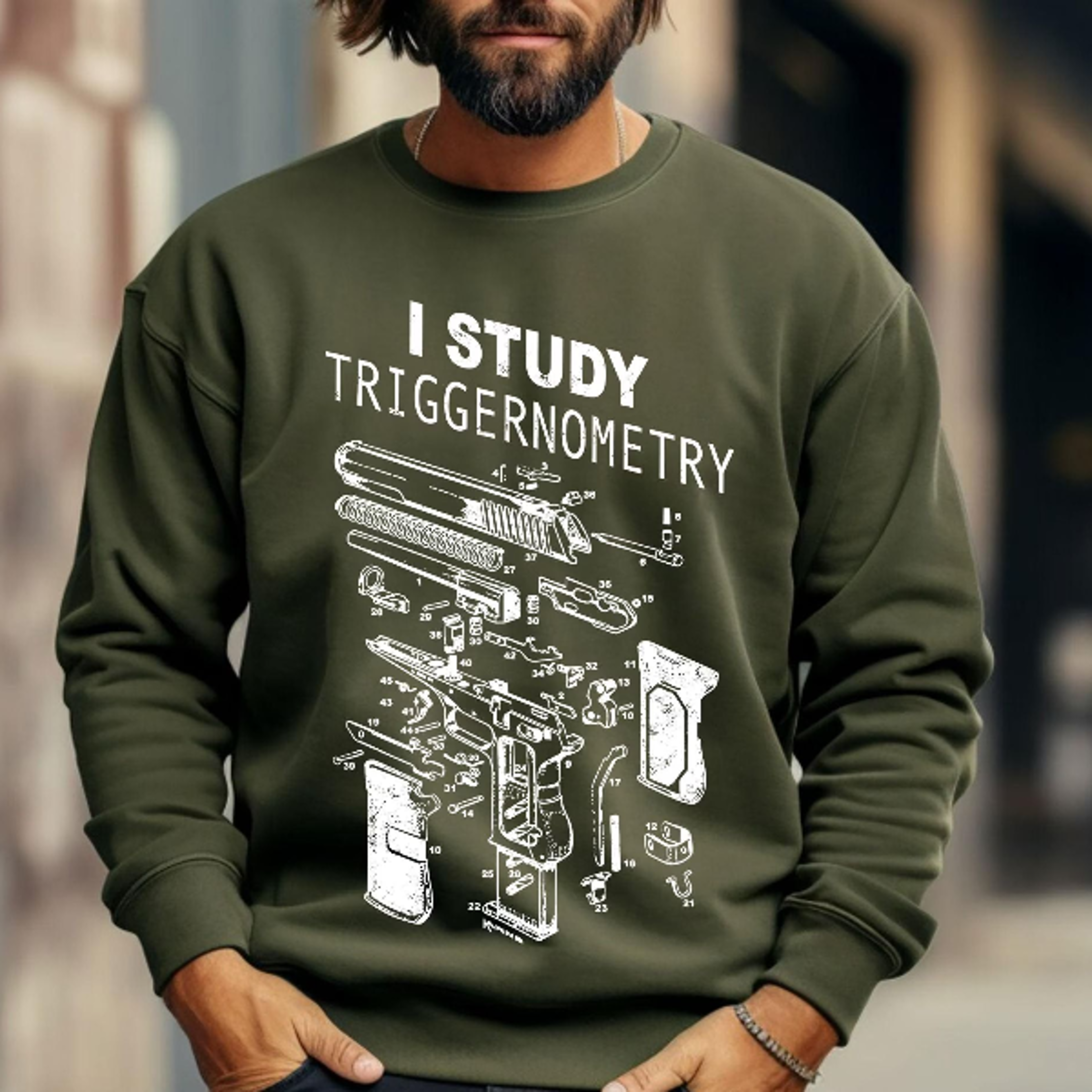 i study triggernometry t-shirt funny 2nd amendment graphic tee tactical humor shirt military style gift
