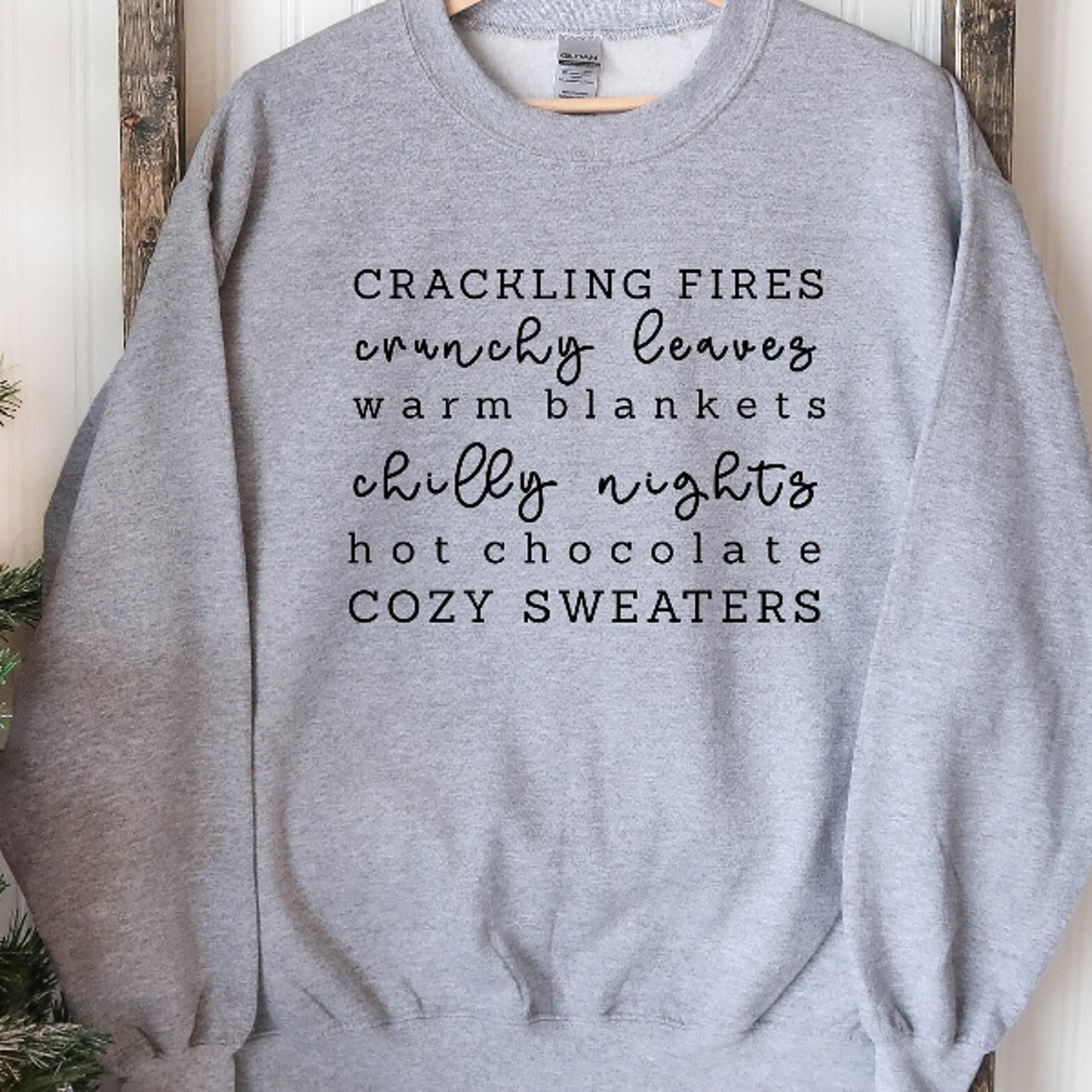 cozy fall sweatshirt crackling fires crunchy leaves autumn lover crewneck cozy season graphic sweater