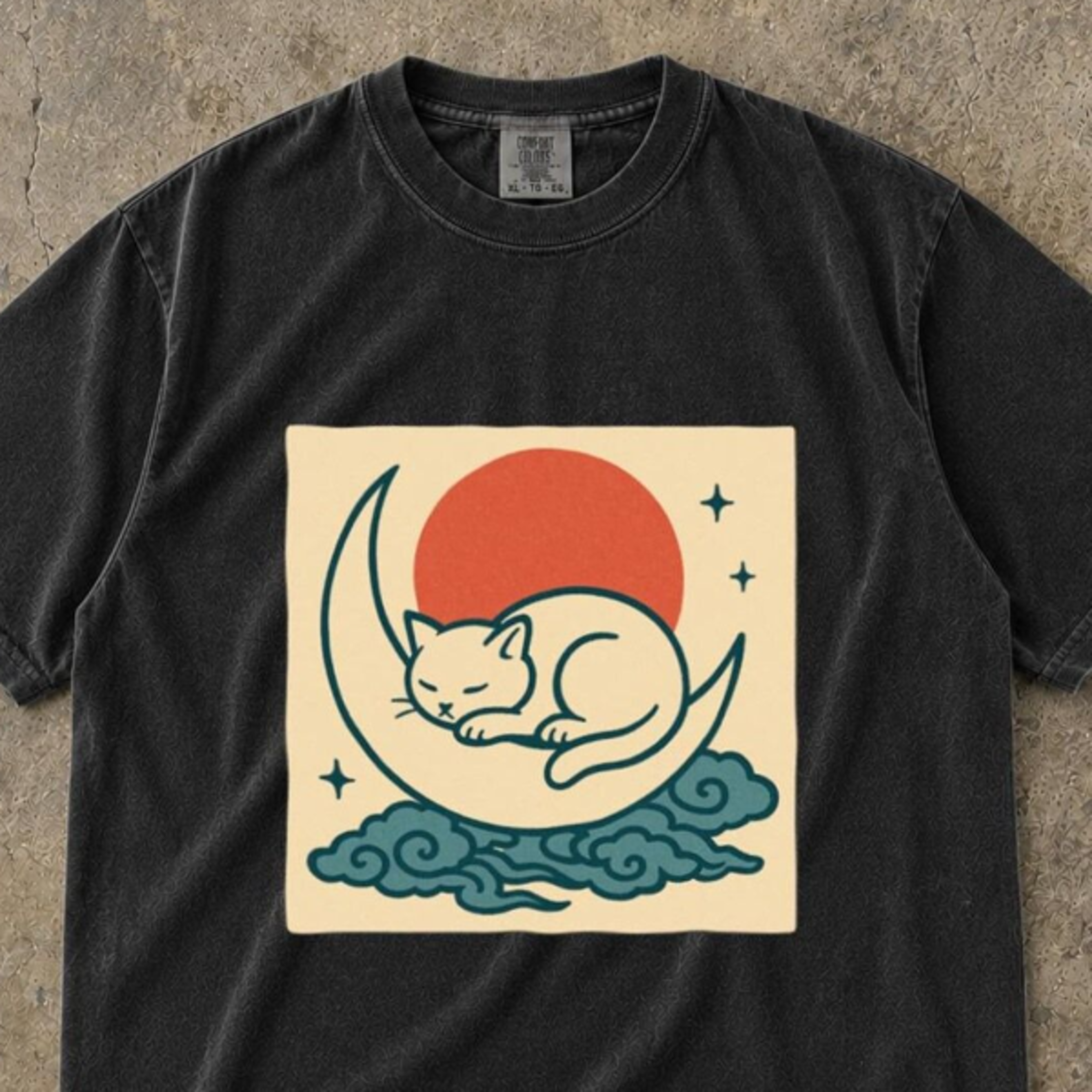 japanese cat tshirt, japanese minimalist cat t-shirt, lucky japanese cat design, japanese sci-fi aesthetic shirt, japane