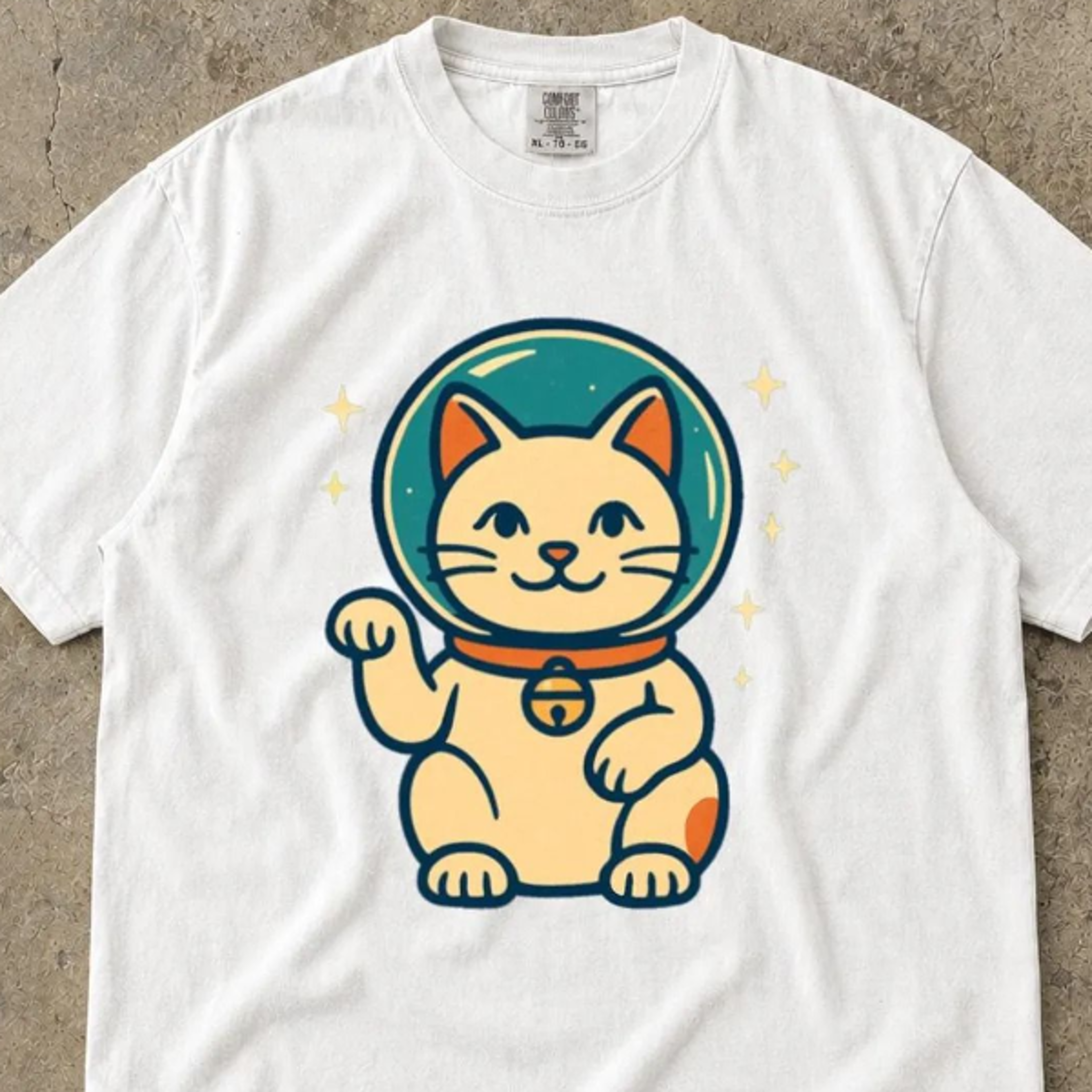 japanese cat shirt, mid century japanese cat shirt, lucky cat kanji graphic shirt, sci-fi japanese art shirt, minimalist