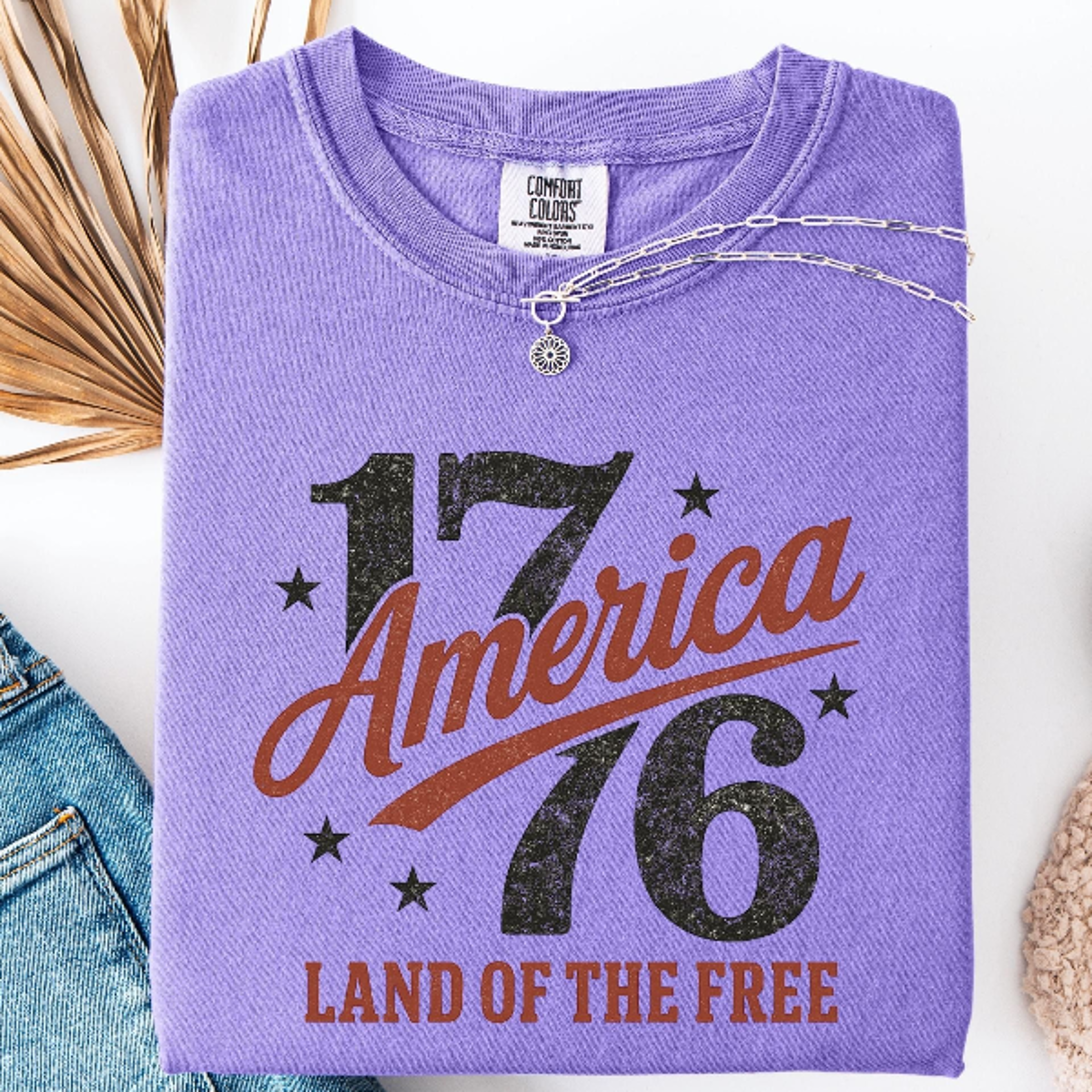 comfort colors america 1776 shirt - land of the free t-shirt - patriotic usa tee - vintage 1776 shirt - fourth of july