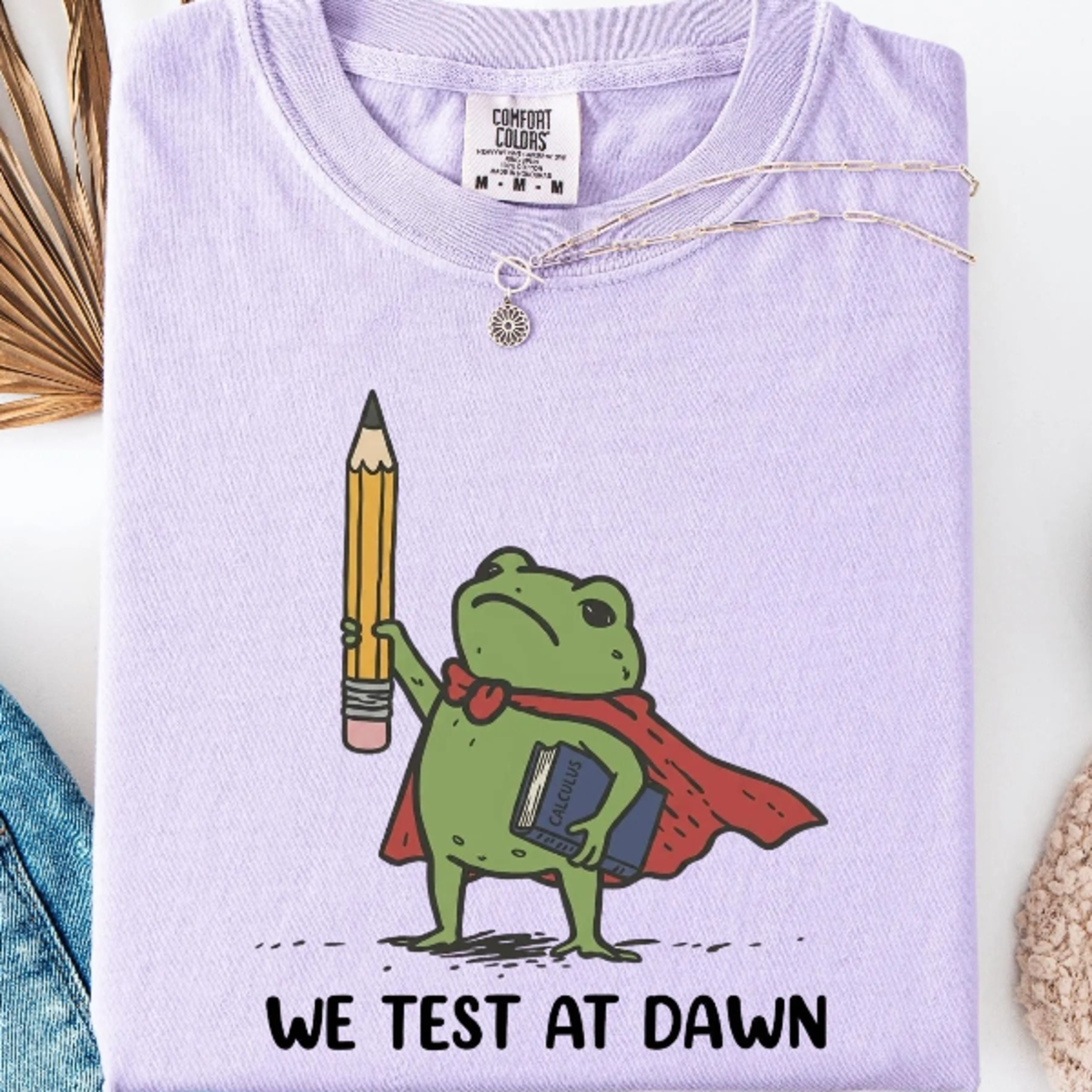 we test at dawn funny teacher frog comfort colors shirt, test day teacher shirt, teacher humor shirt, exam day outfit