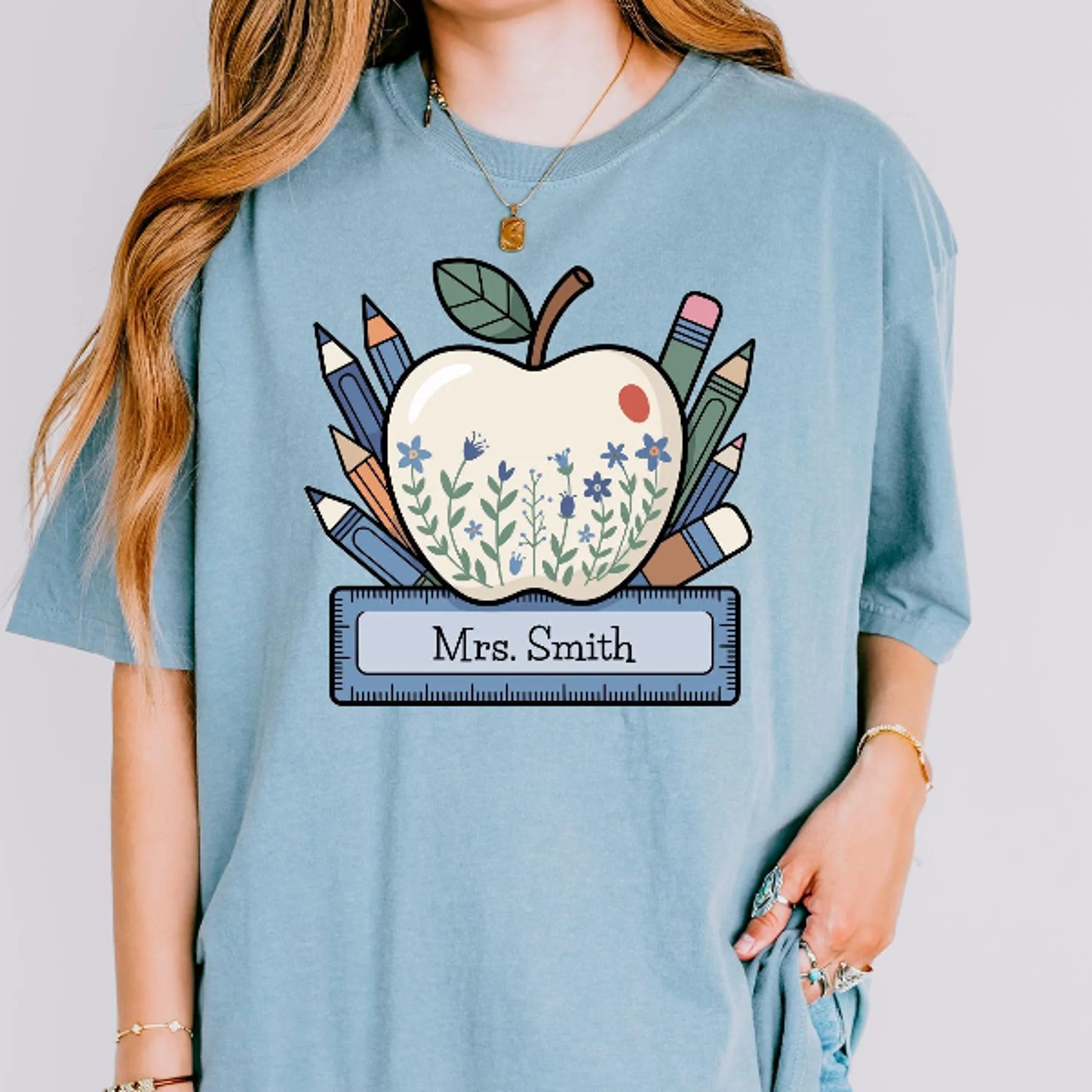 comfort colors personalized teacher shirt, custom teacher shirt, teacher gifts, teacher appreciation, back to school, l