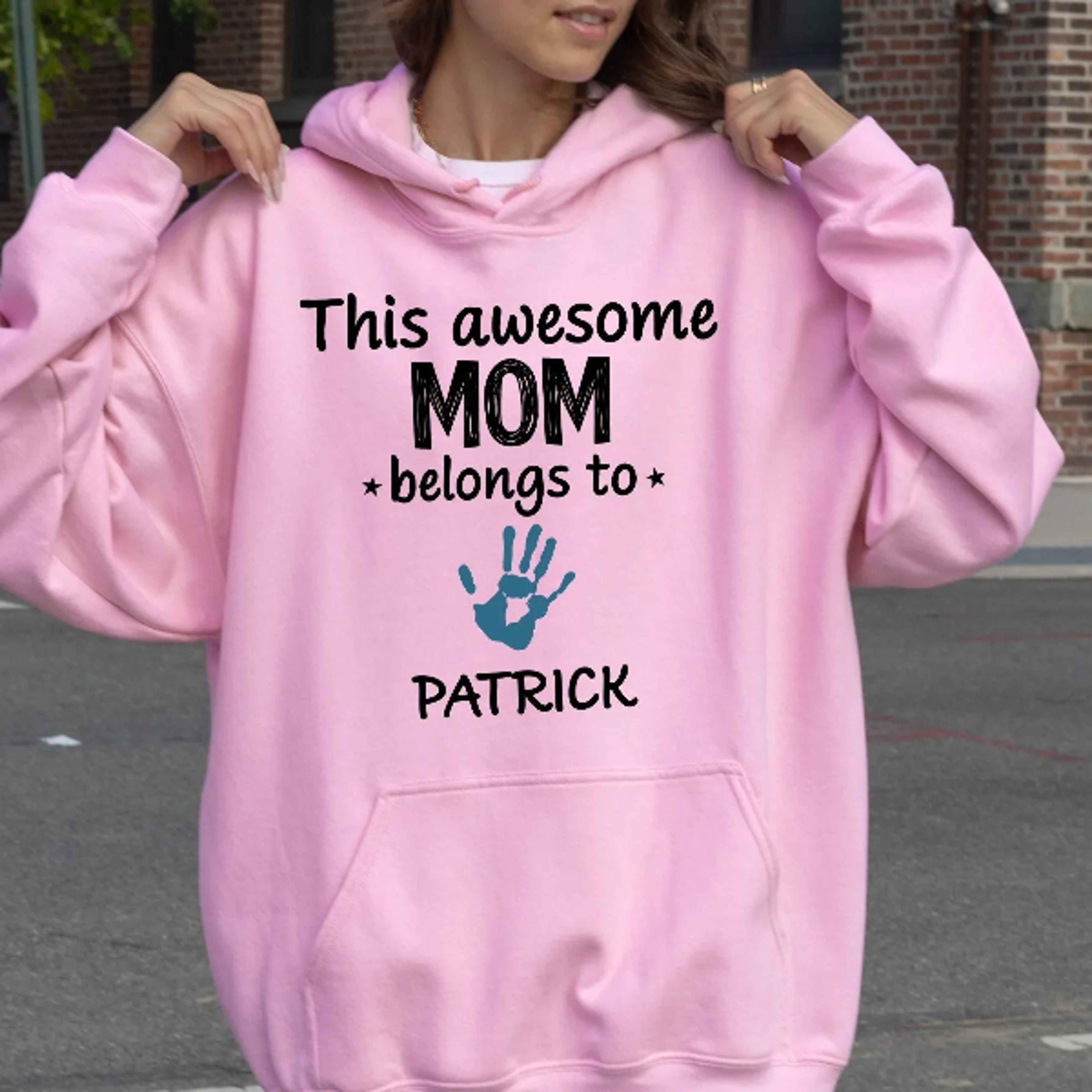 personalized mother's day sweatshirt, custom names mom hoodie, handprint mama sweater, personalized gift for new mo