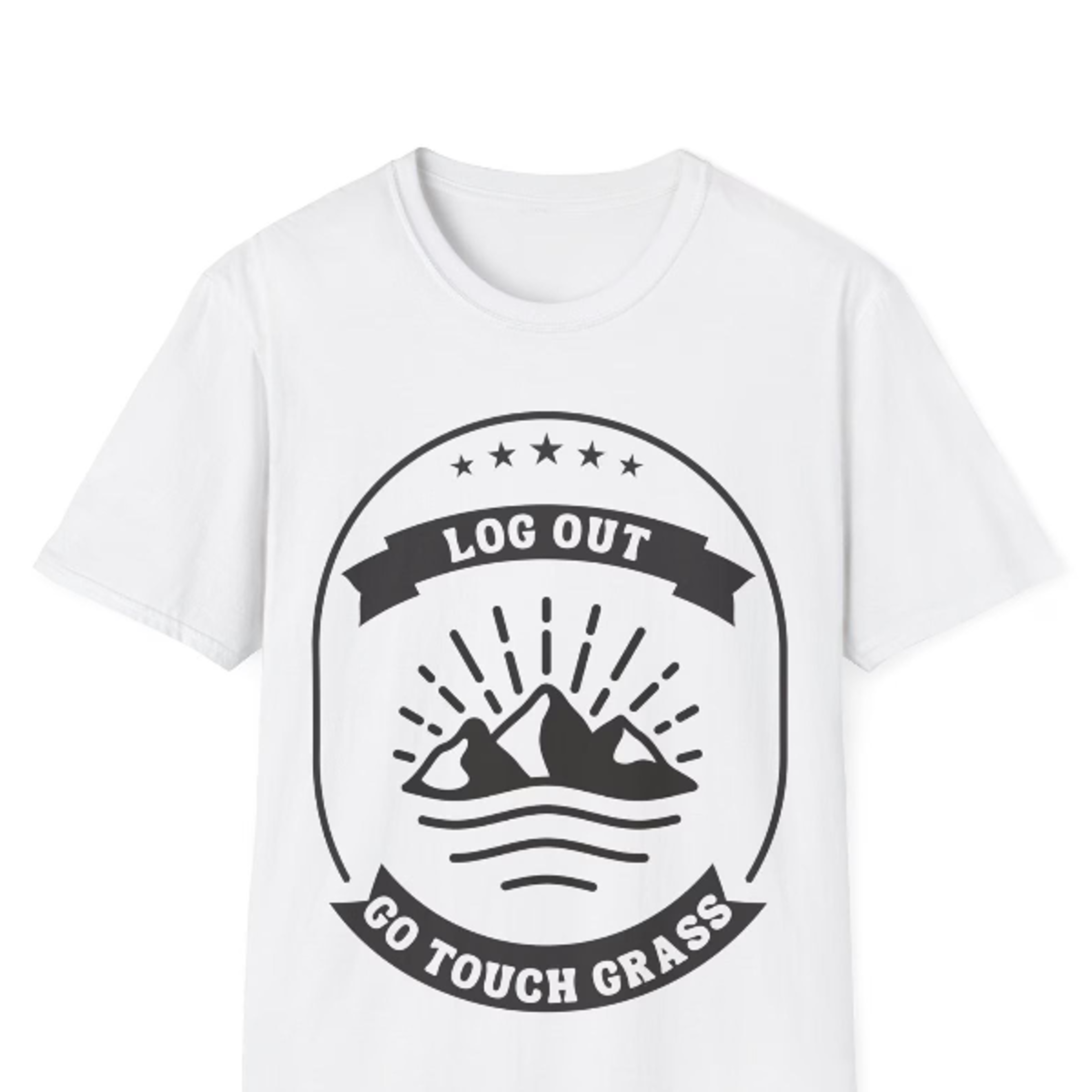 log out go touch grass t-shirt l gamer t-shirt l unisex softstyle t-shirt