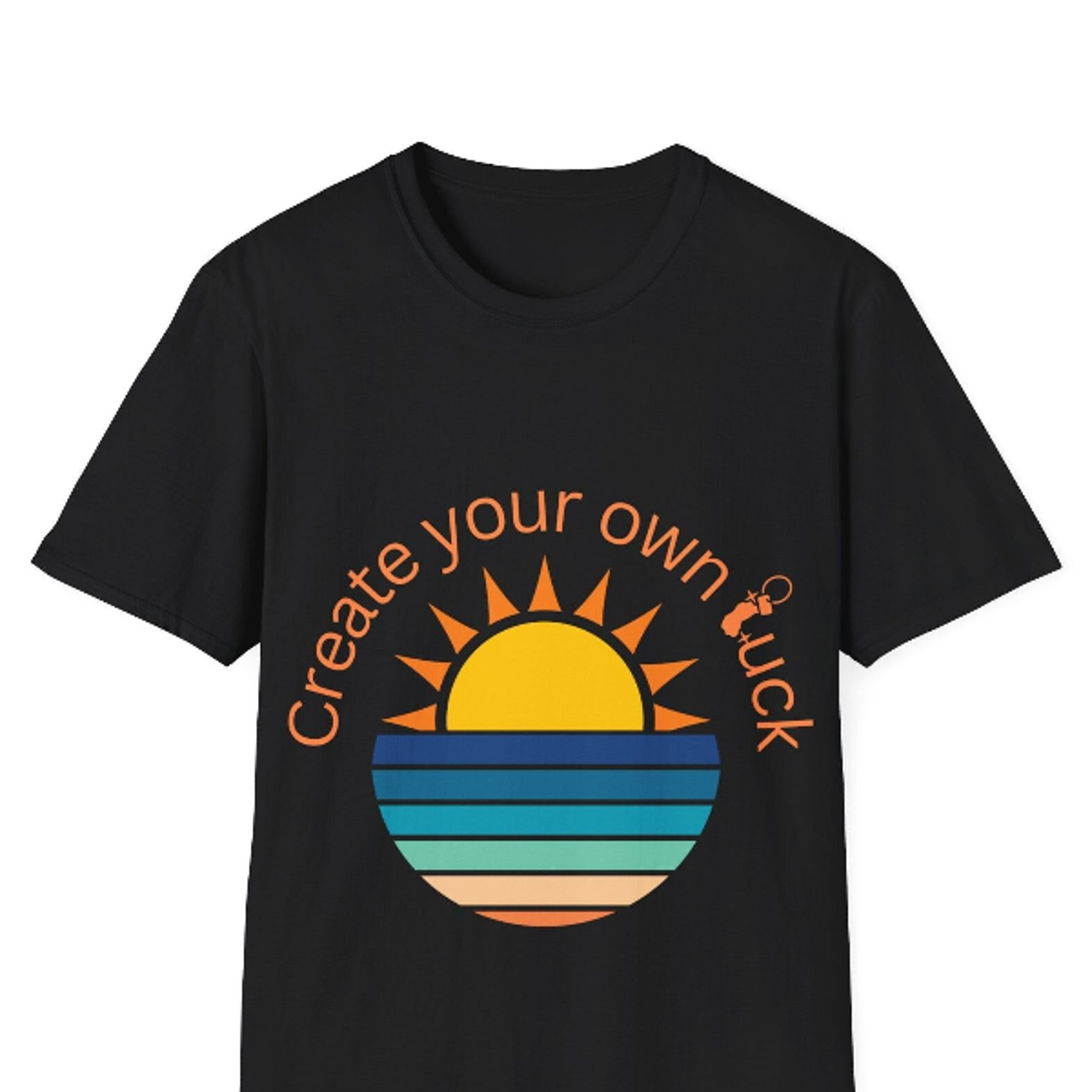 make your own luck t-shirt l sunrise with rabbit paw graphic t-shirt l summer time t-shirt unisex softstyle t-shirt