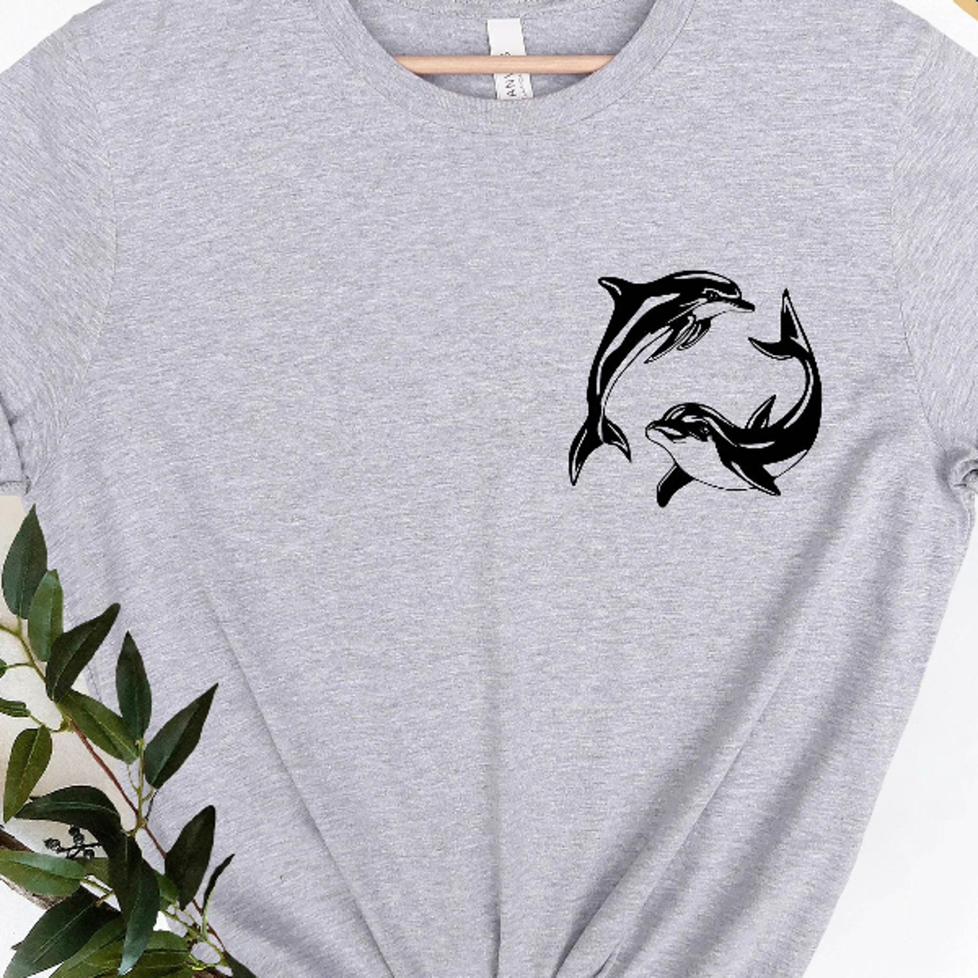 dolphin pocket t-shirt cute ocean animal graphic tee marine life lover gift beach vacation shirt