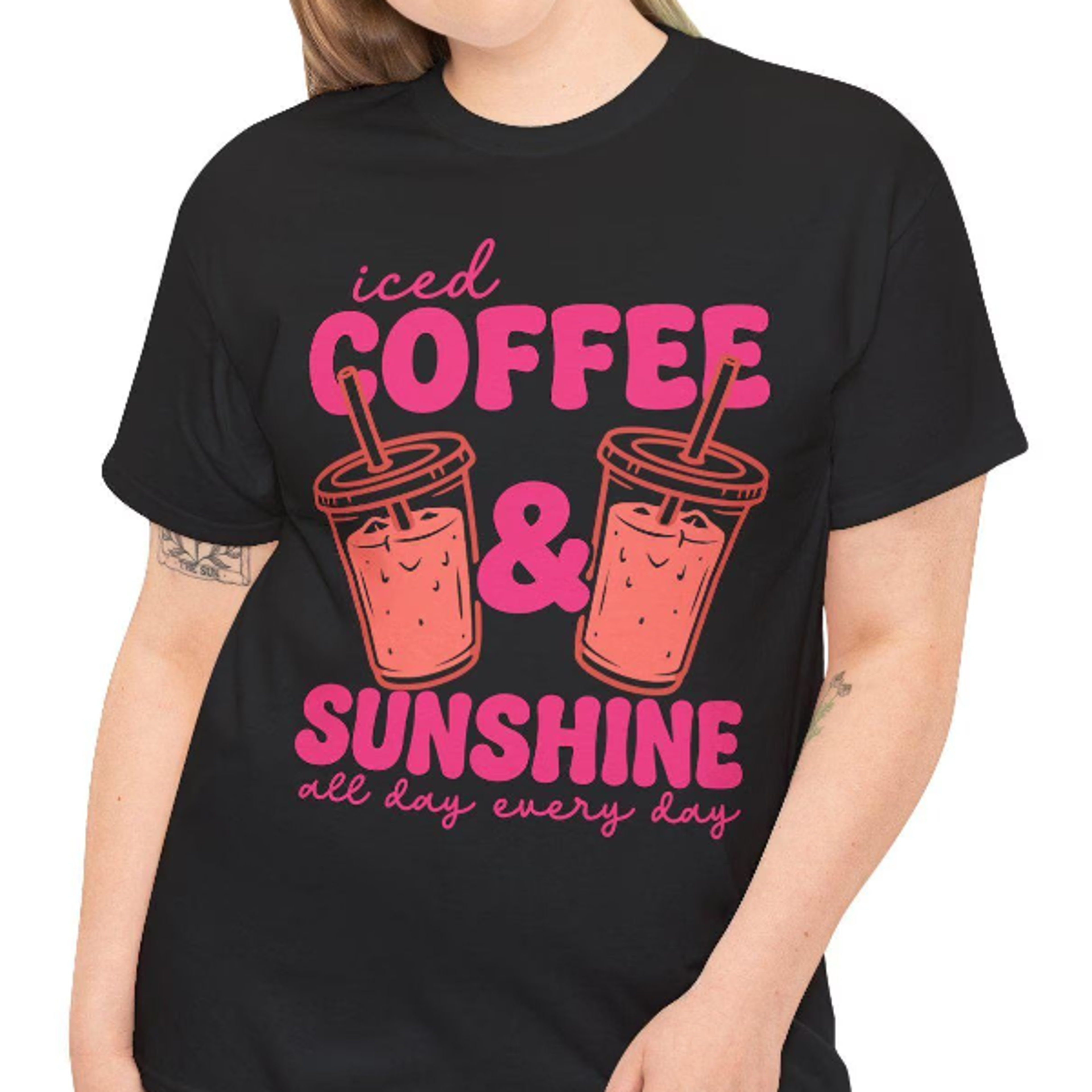 iced coffee & sunshine shirt, funny coffee lover t-shirt, cute summer graphic tee, caffeine lover gift, unisex coffee sh